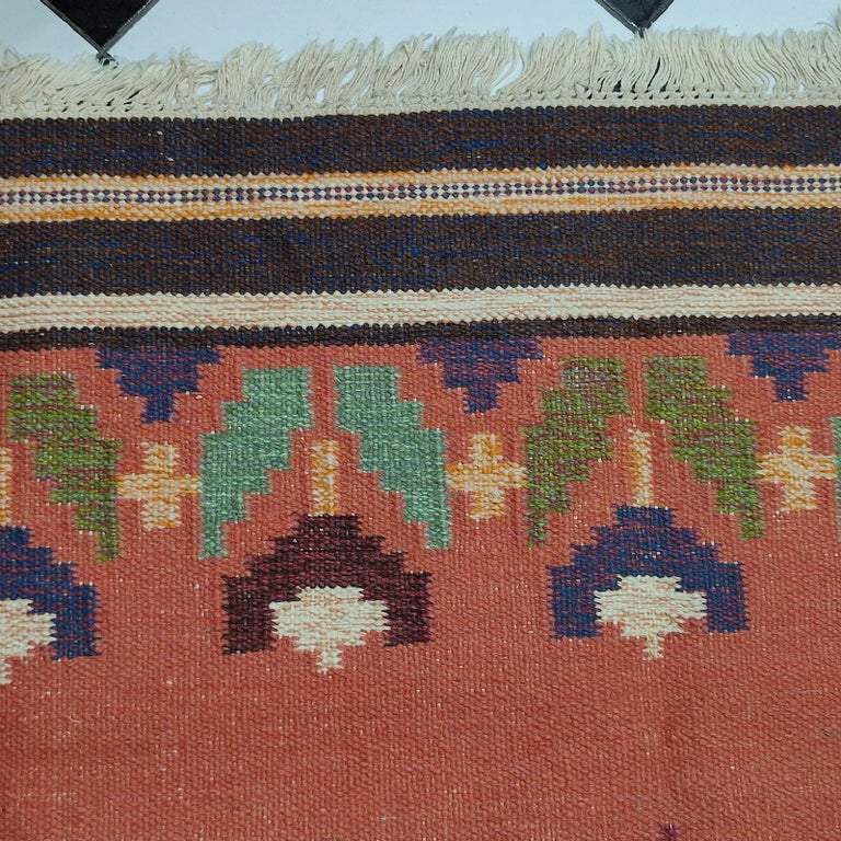 Vintage Swedish Flat-Weave Rug Signed by Anna Johanna Angstrom For Sale 3