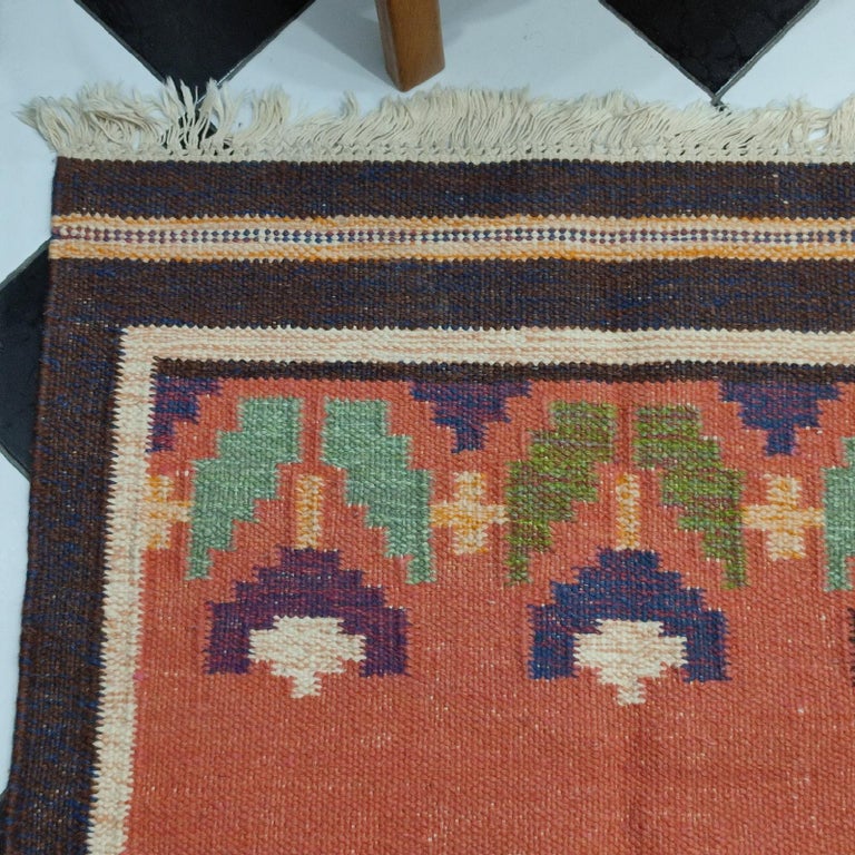 Vintage Swedish Flat-Weave Rug Signed by Anna Johanna Angstrom For Sale 4