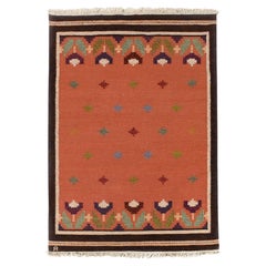 Tapis suédois vintage à tissage plat signé par Anna Johanna Angstrom