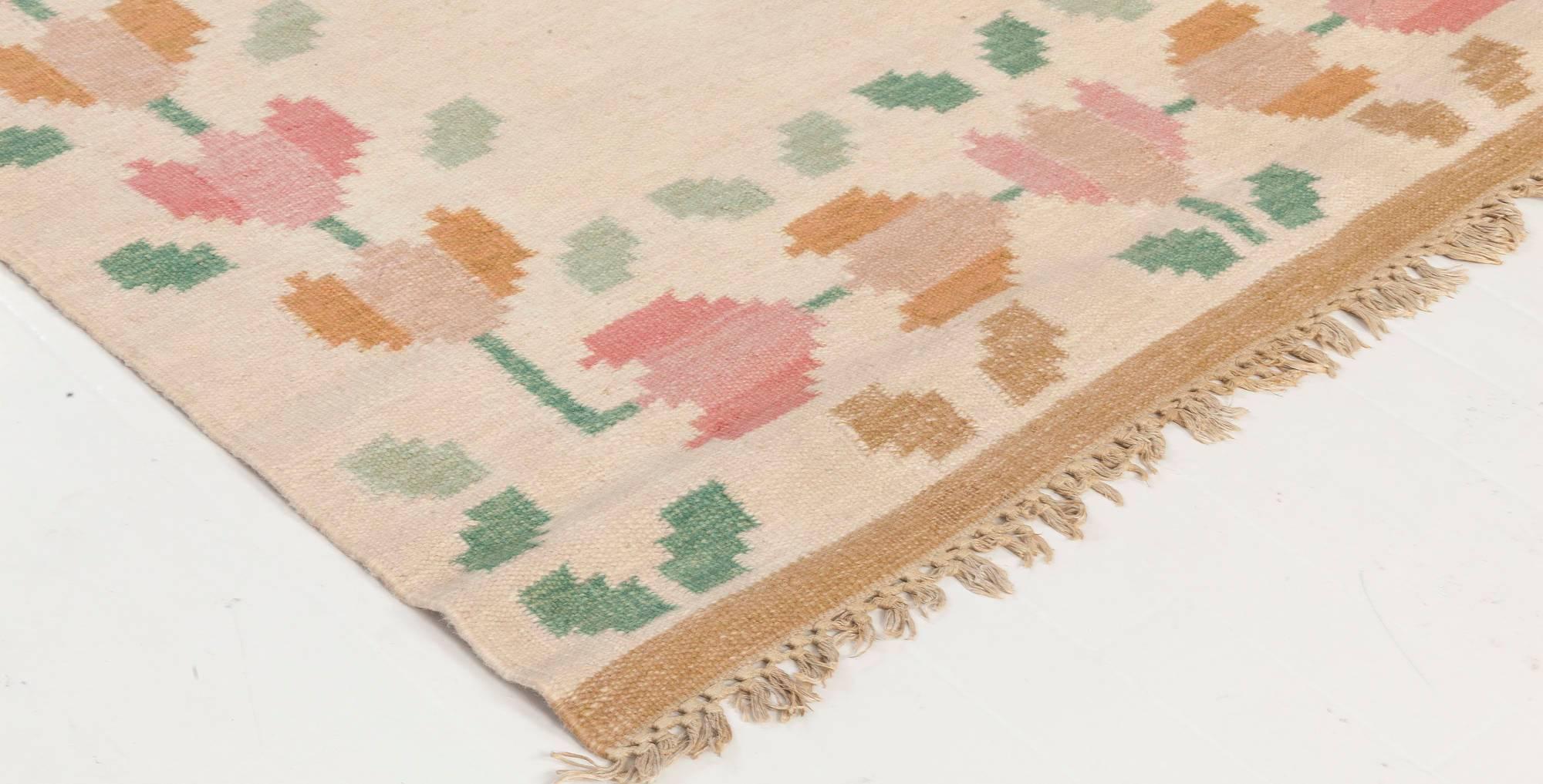 20th Century Vintage Swedish Flat-Weave Rug Signed by Anne Marie Boberg