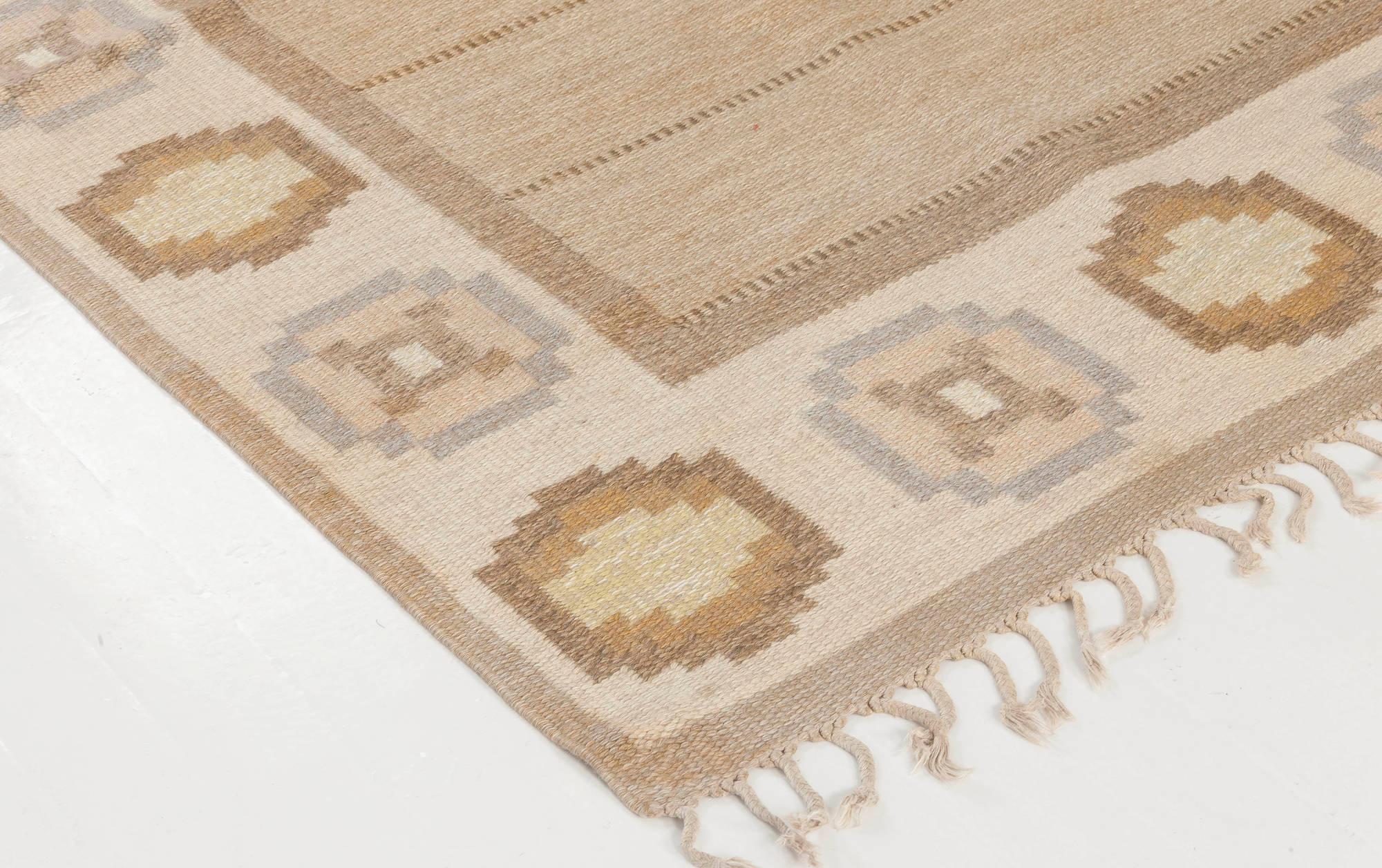 Vintage Swedish Flat-Weave Rug Signed by Ingegerd Silow In Good Condition In New York, NY