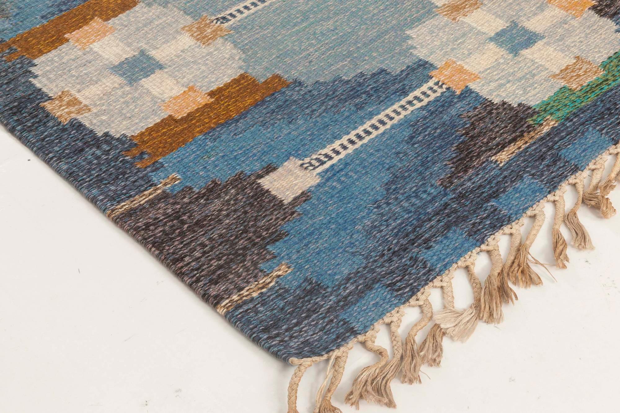 Vintage Swedish Flat-Weave Rug Signed by Ingegerd Silow 2