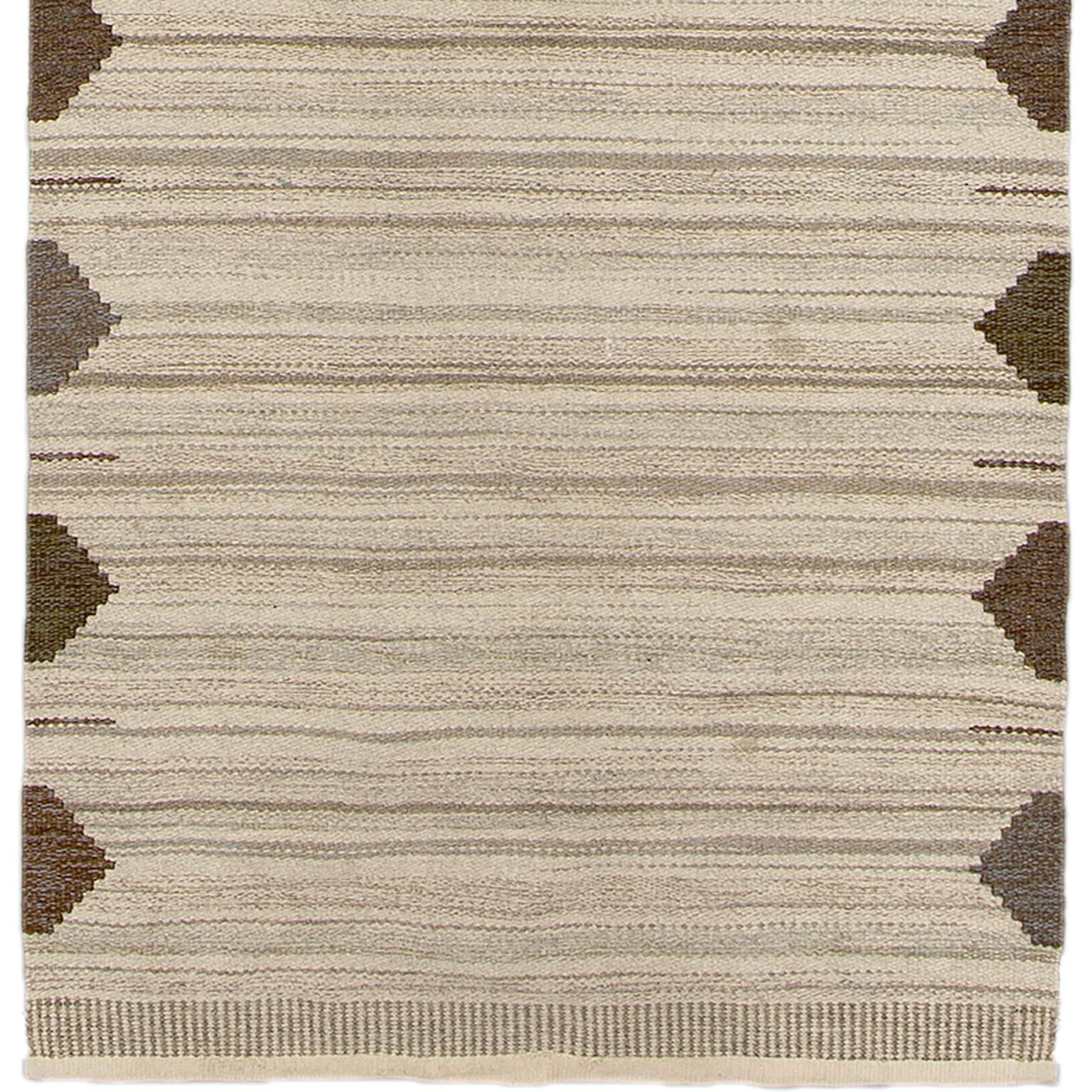 Scandinavian Vintage Swedish Flat-Weave Rug, 1920 For Sale