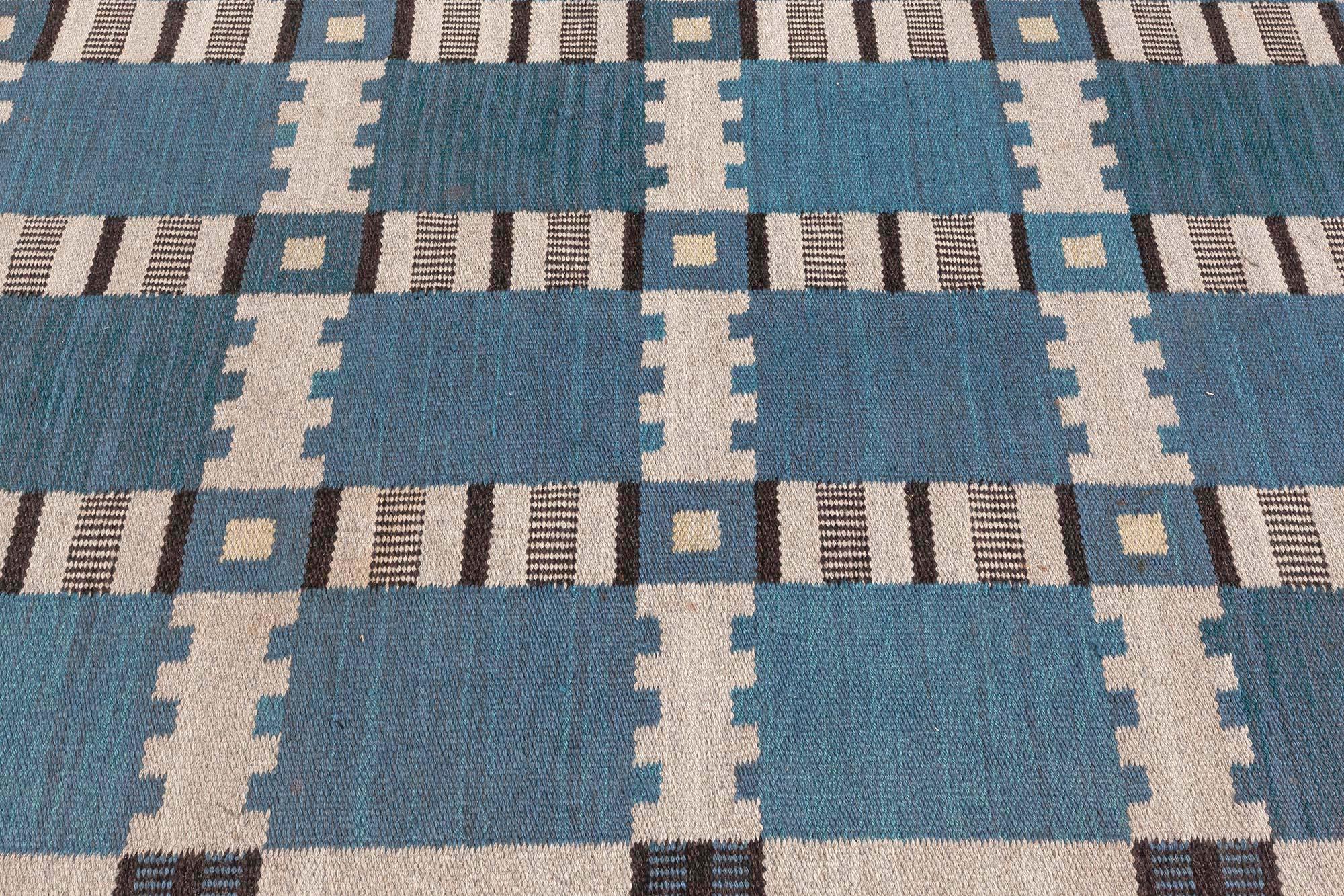 Hand-Woven Vintage Swedish Flat Woven by Irma Kronlund For Sale