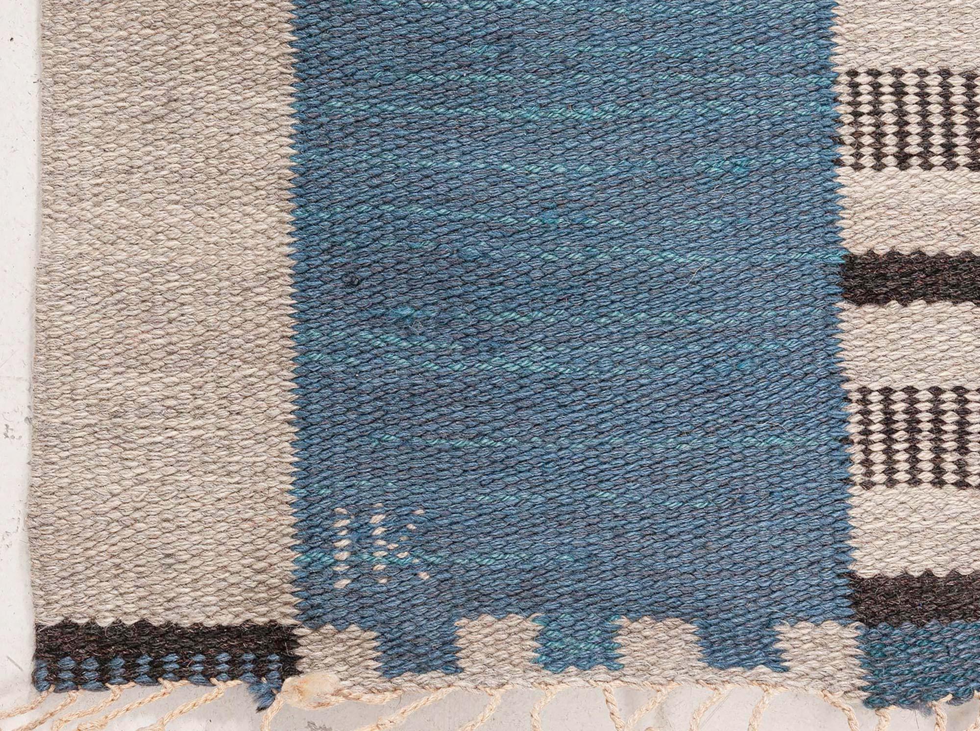 Hand-Woven Vintage Swedish Flat Woven by Irma Kronlund For Sale