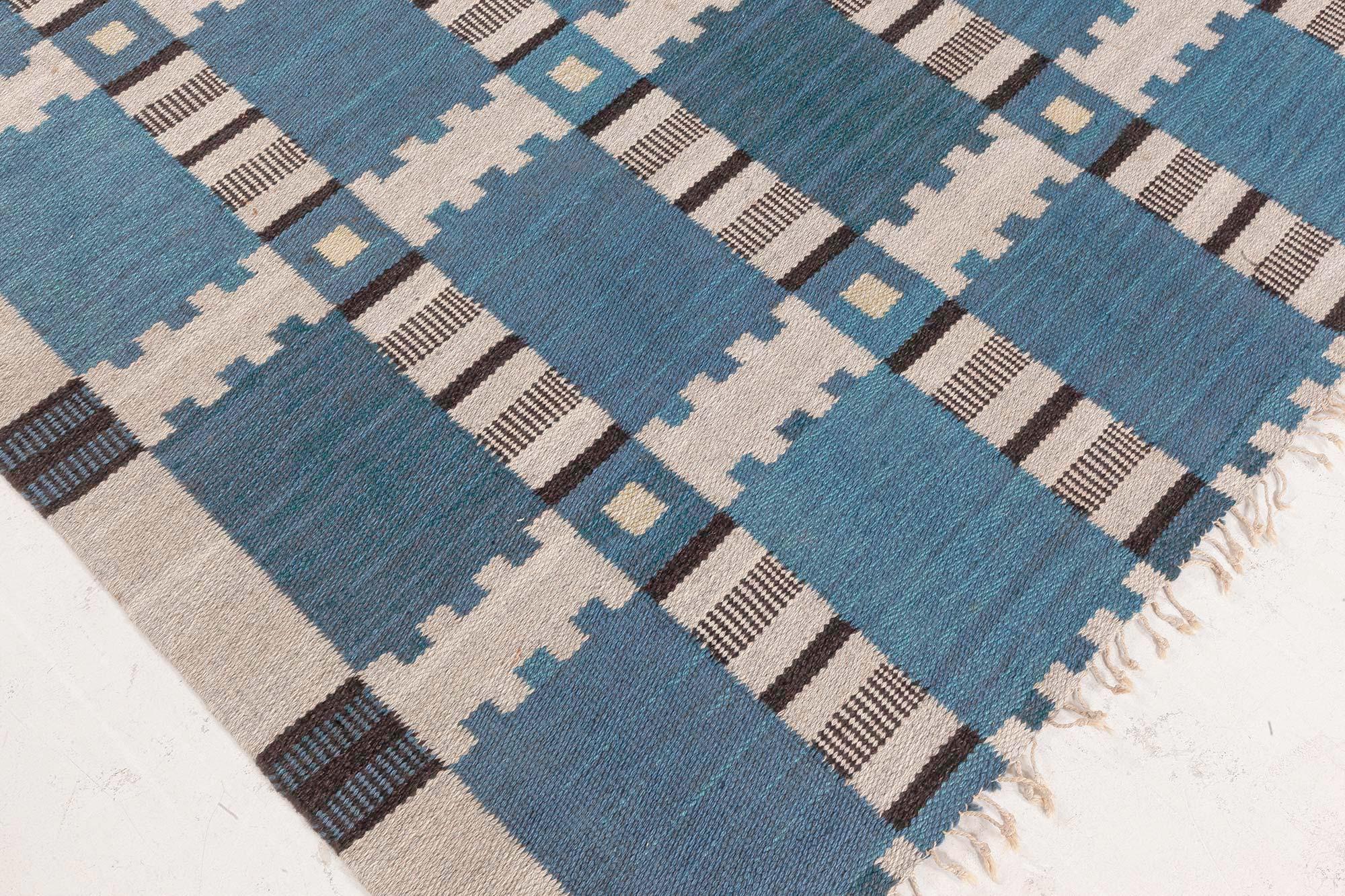 Vintage Swedish Flat Woven by Irma Kronlund In Good Condition For Sale In New York, NY