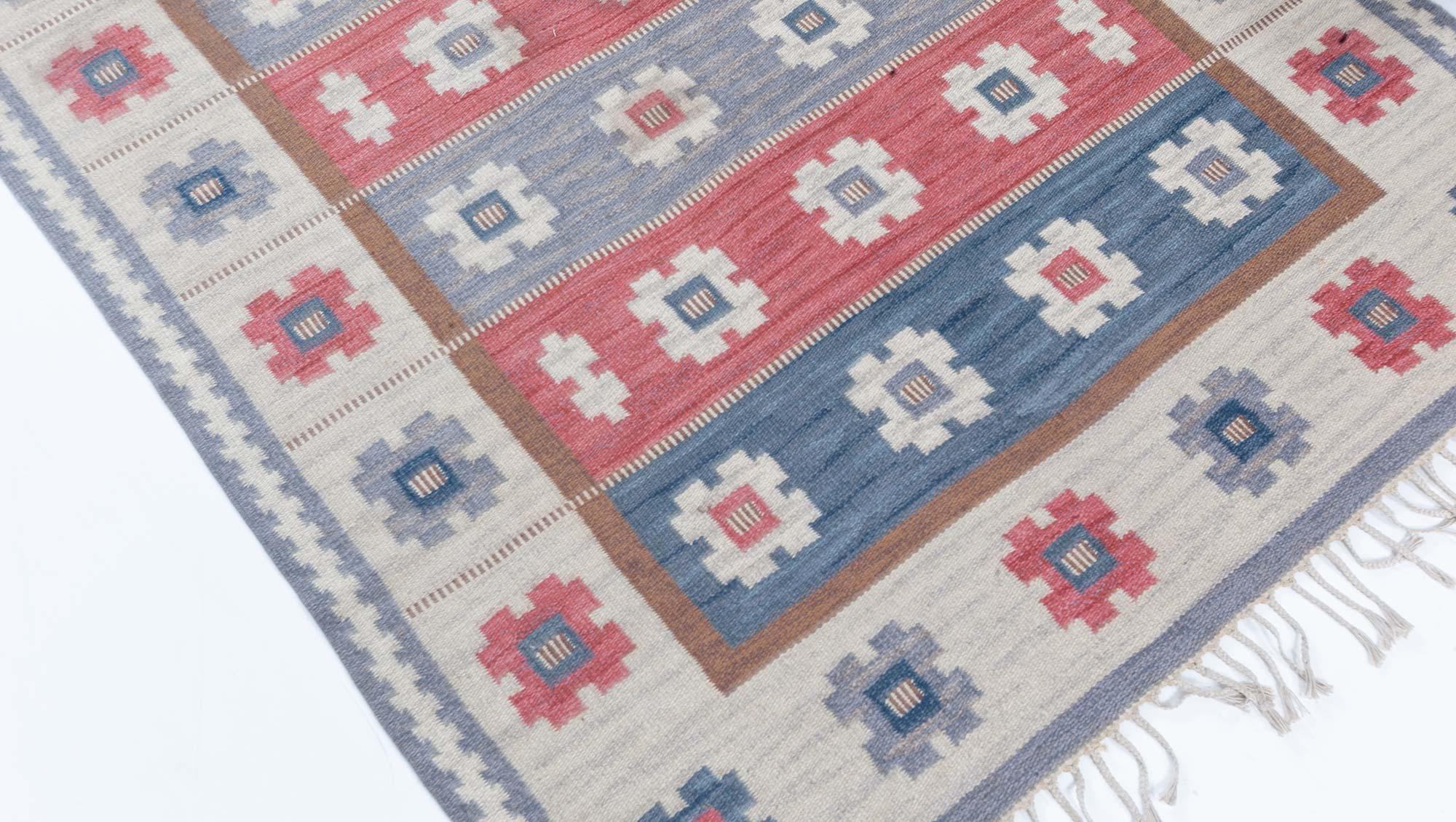 Vintage Swedish Flat Woven Rug by Anna Greta Sjokvist at Doris Leslie Blau In Good Condition In New York, NY