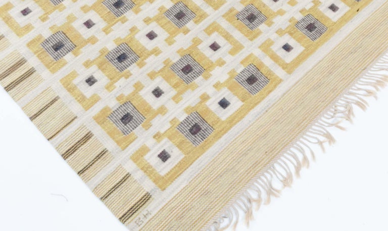 Vintage Swedish Flat Woven Rug by Berit Koenig at Doris Leslie Blau In Good Condition For Sale In New York, NY