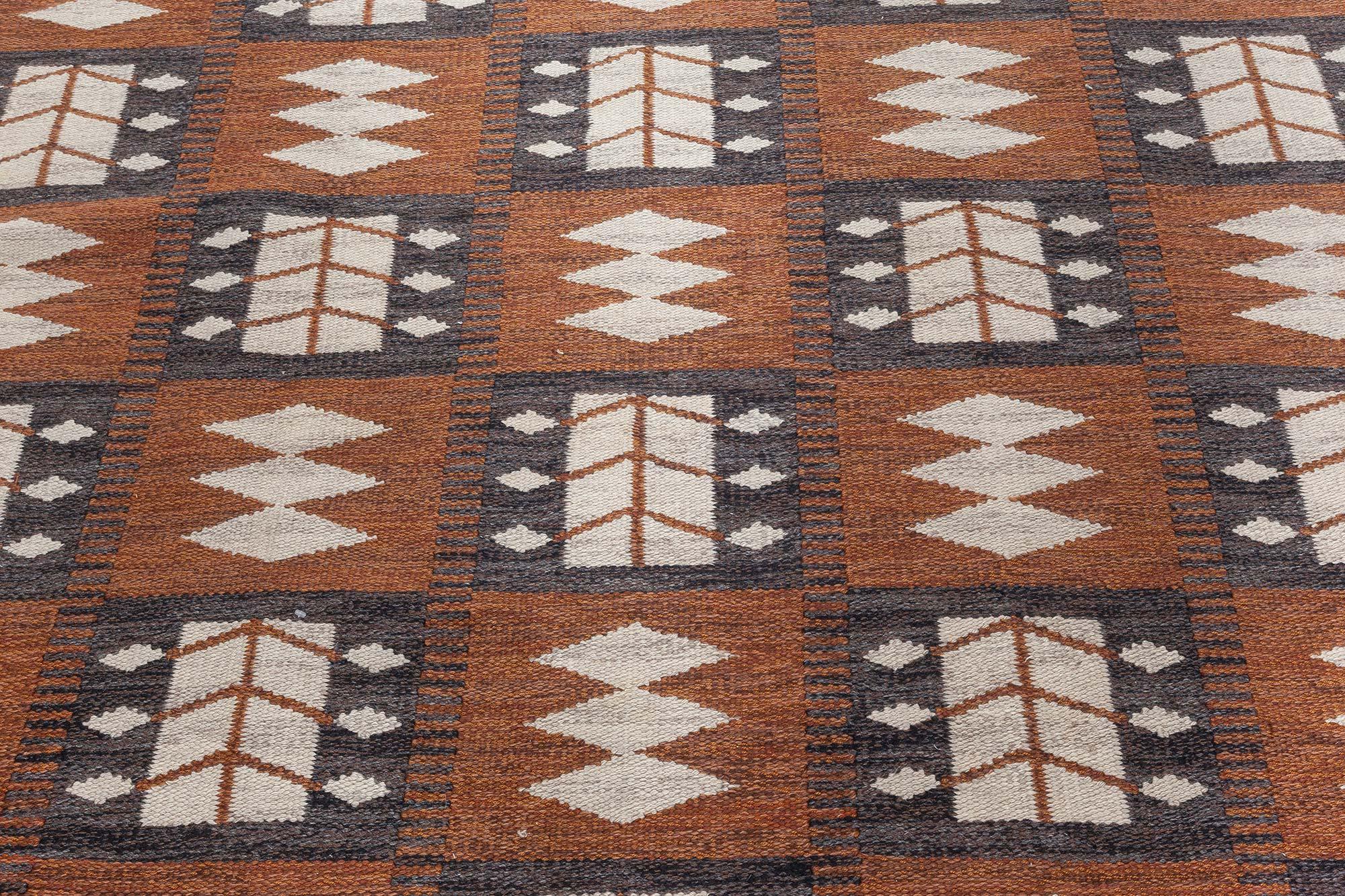 Schwedischer flacher gewebter Vintage-Teppich von Berit Koenig
Größe: 6'6
