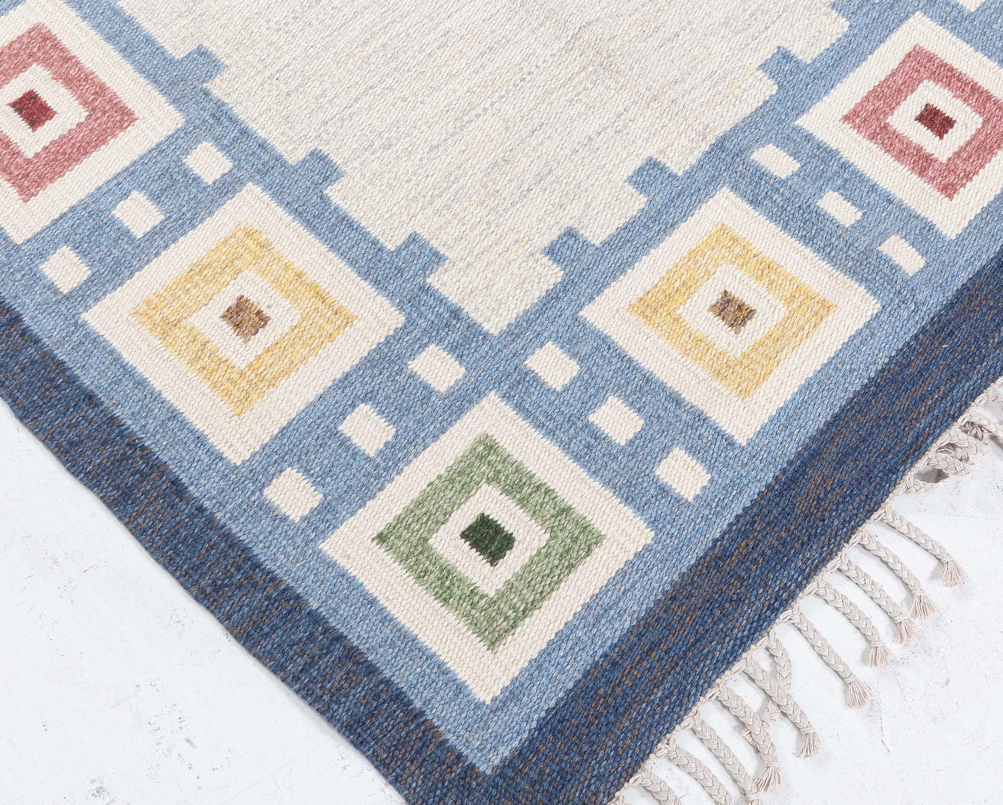 Schwedischer flacher gewebter Vintage-Teppich von Erik Lundberg (20. Jahrhundert) im Angebot