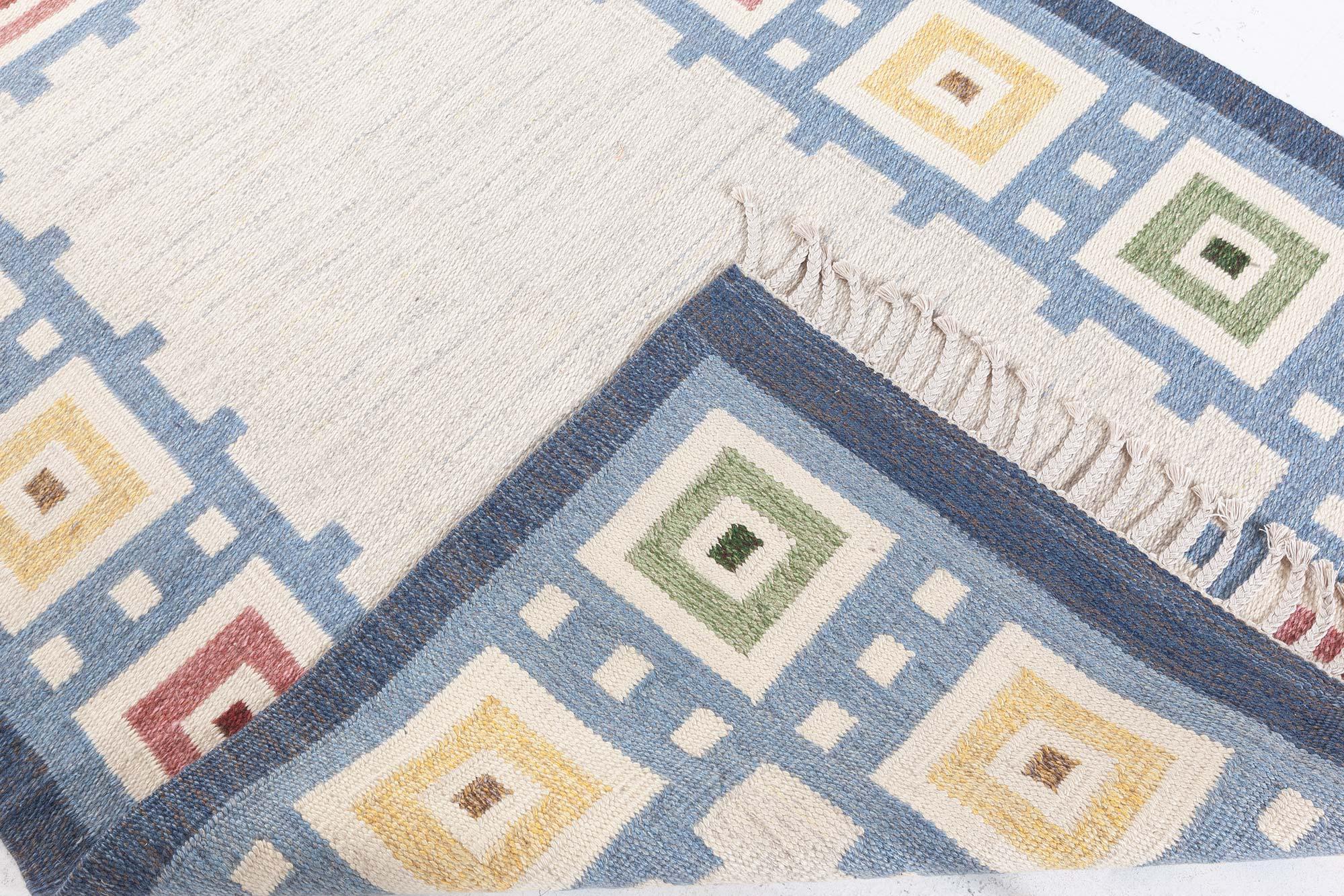 Schwedischer flacher gewebter Vintage-Teppich von Erik Lundberg (Wolle) im Angebot