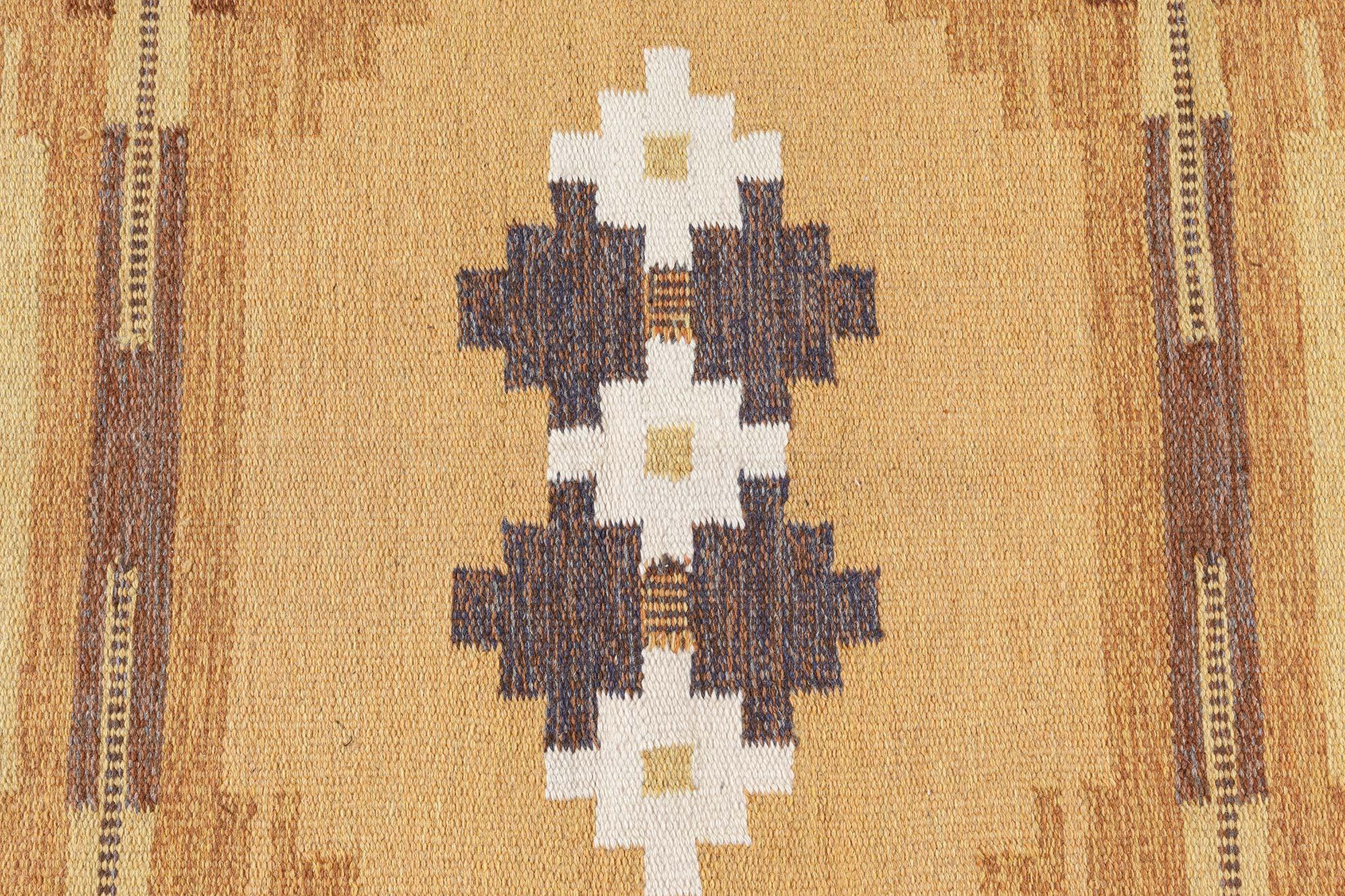 Schwedischer flacher gewebter Vintage-Teppich von Ingegerd Silow
Größe: 5'3