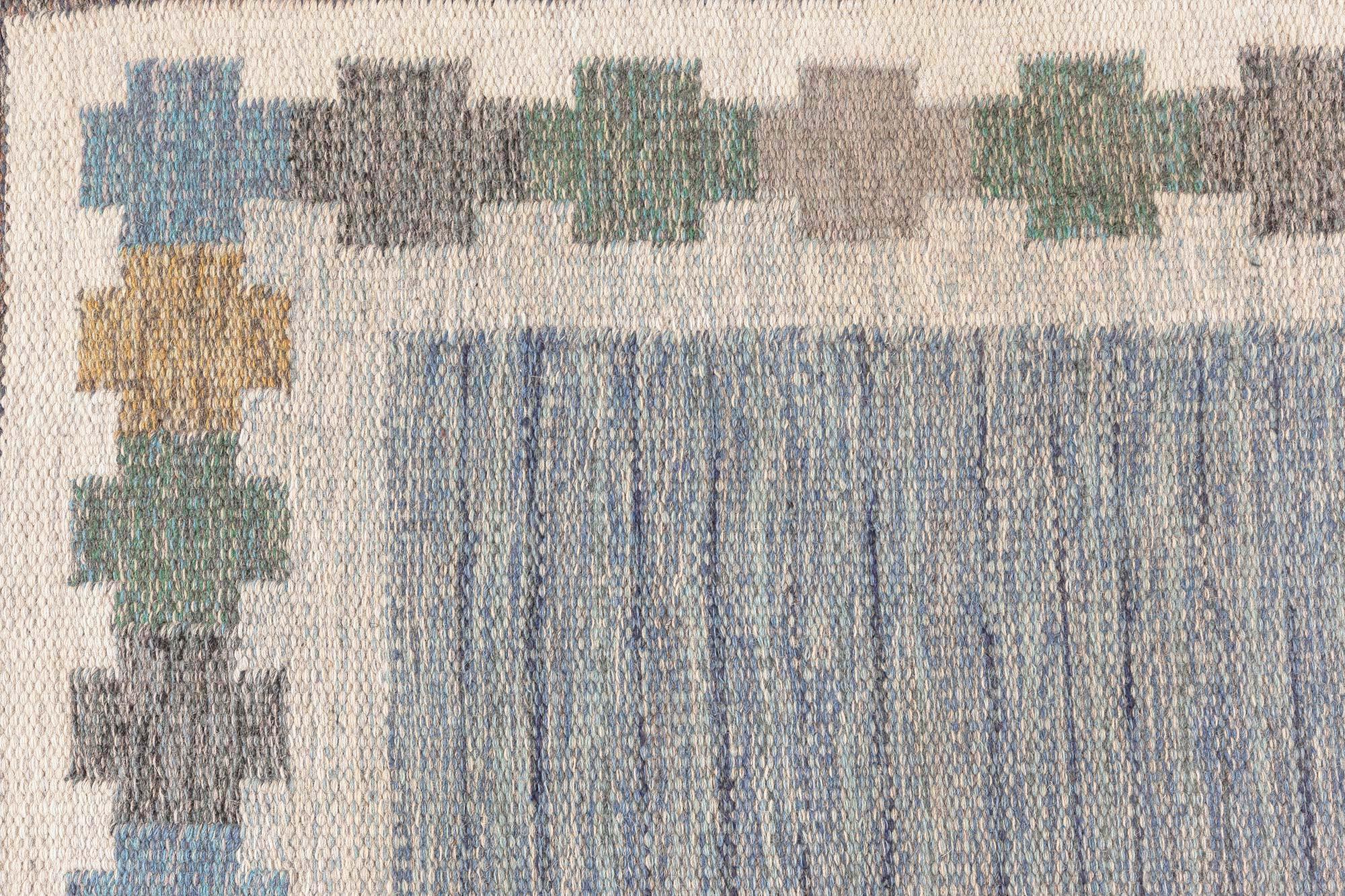 Schwedischer flacher gewebter Vintage-Teppich von Ingegerd Silow
Größe: 5'0