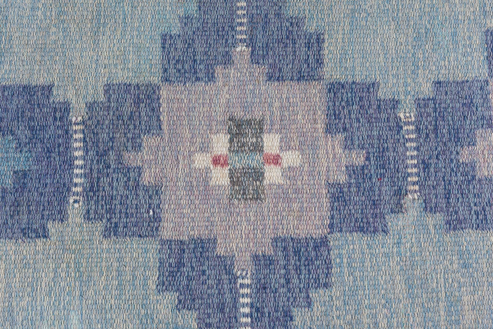 Schwedischer flacher gewebter Vintage-Teppich von Ingegerd Silow
Größe: 4'5