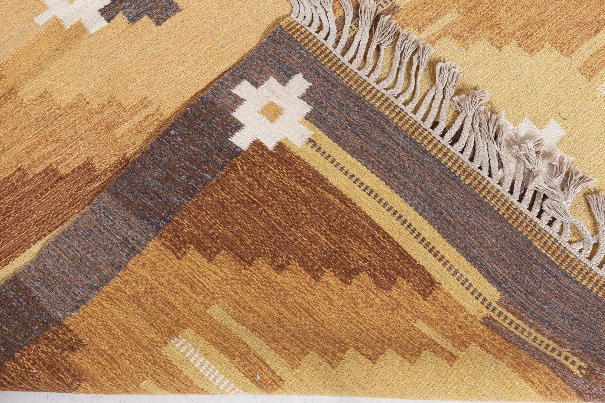 Schwedischer flacher gewebter Vintage-Teppich von Ingegerd Silow (Handgewebt) im Angebot