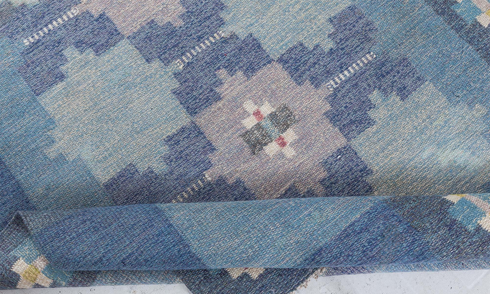 Schwedischer flacher gewebter Vintage-Teppich von Ingegerd Silow (Skandinavisch) im Angebot