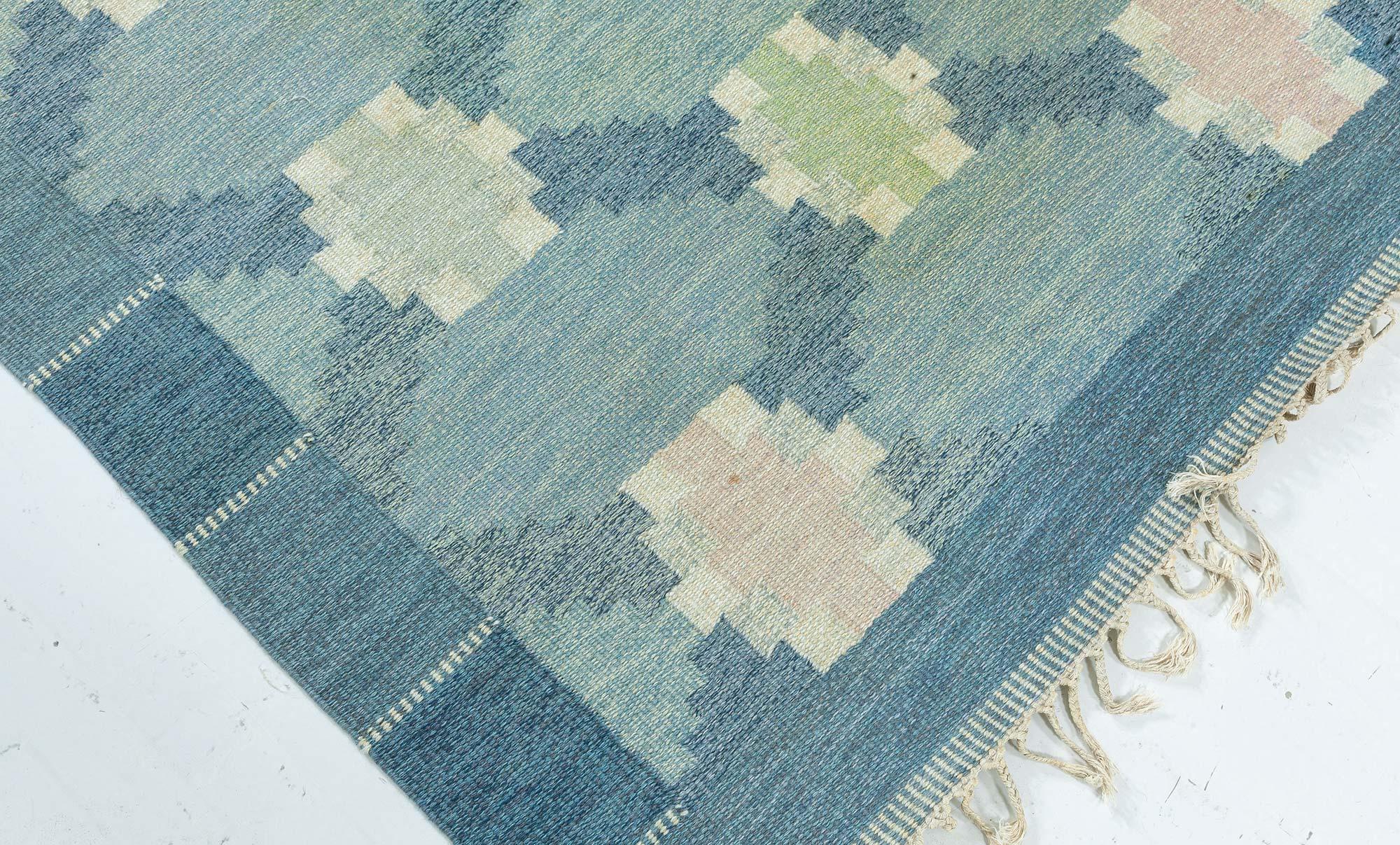 Schwedischer flacher gewebter Vintage-Teppich von Ingegerd Silow (Handgewebt) im Angebot