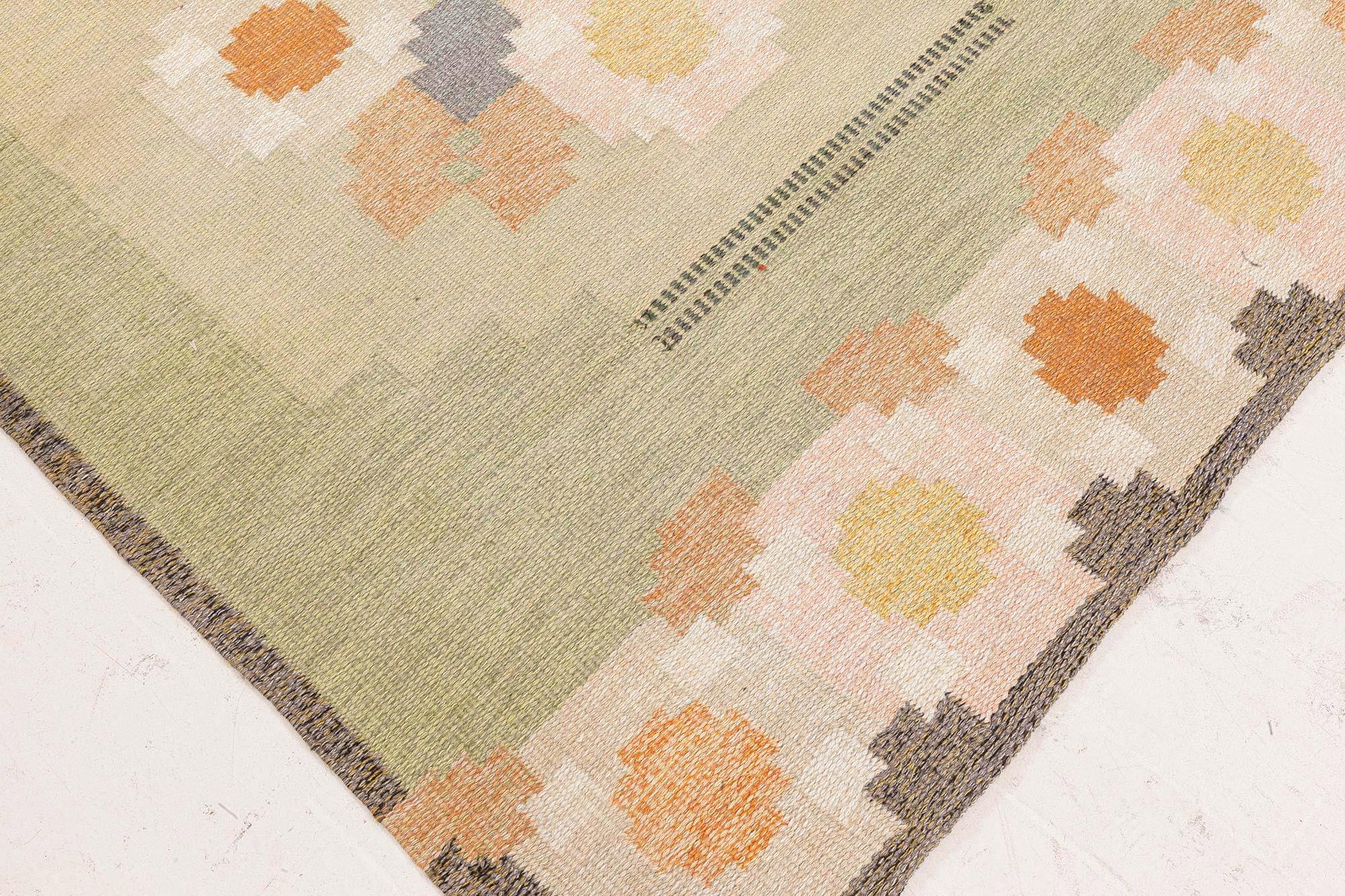 Vintage Swedish Flat Woven Rug by Ingegerd Silow In Good Condition For Sale In New York, NY