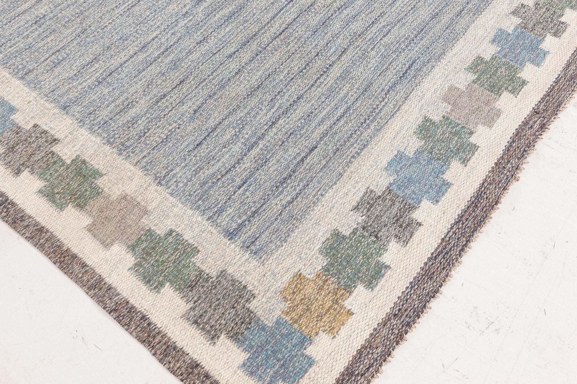Schwedischer flacher gewebter Vintage-Teppich von Ingegerd Silow (20. Jahrhundert) im Angebot