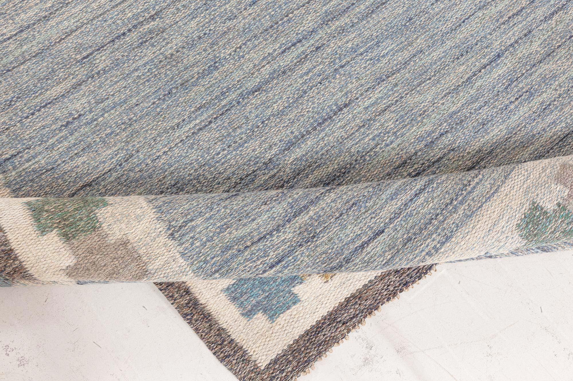Schwedischer flacher gewebter Vintage-Teppich von Ingegerd Silow im Angebot 1