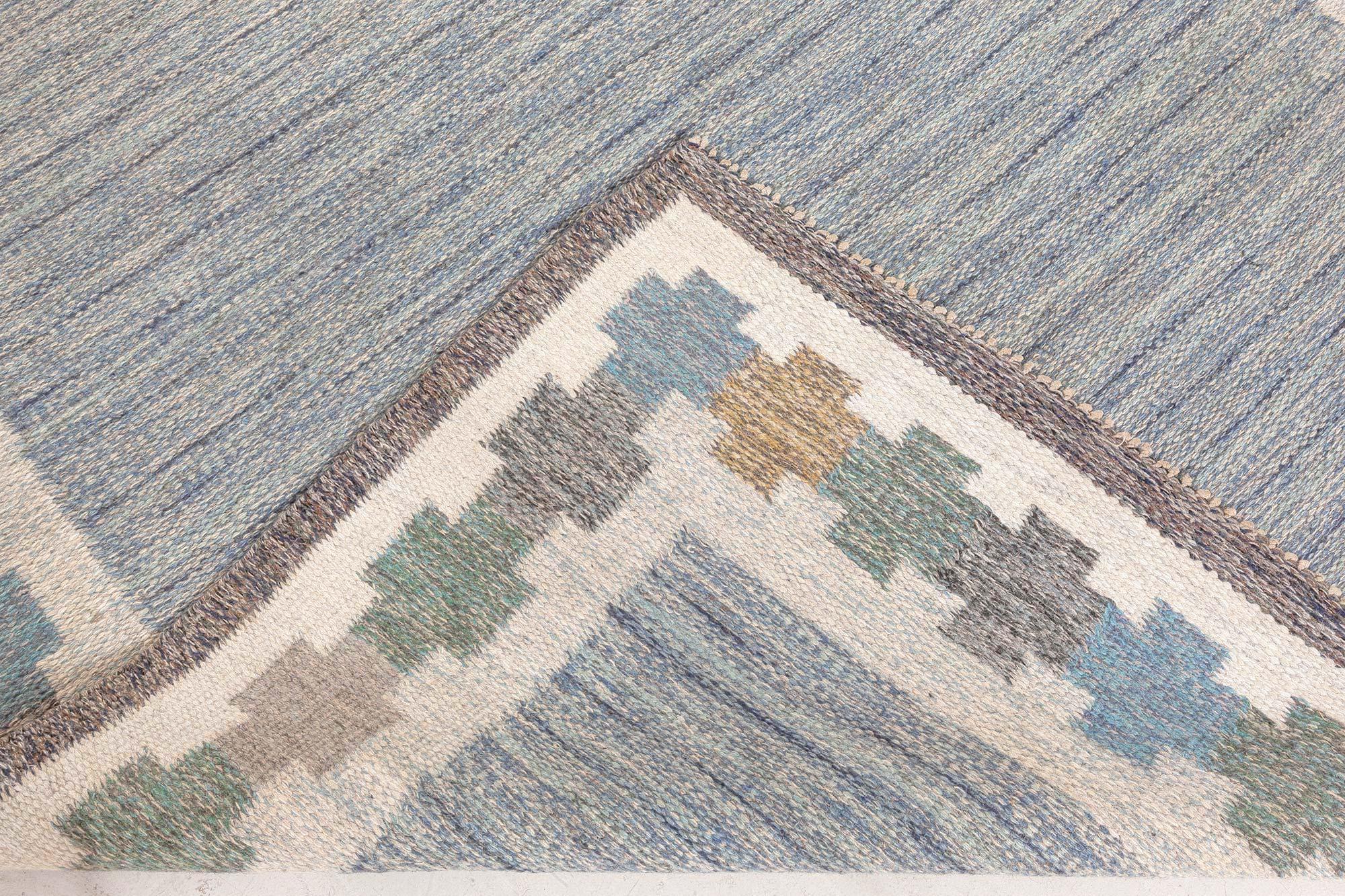Schwedischer flacher gewebter Vintage-Teppich von Ingegerd Silow im Angebot 2