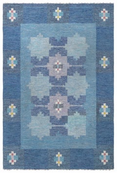 Vintage Swedish Flat Woven Rug by Ingegerd Silow