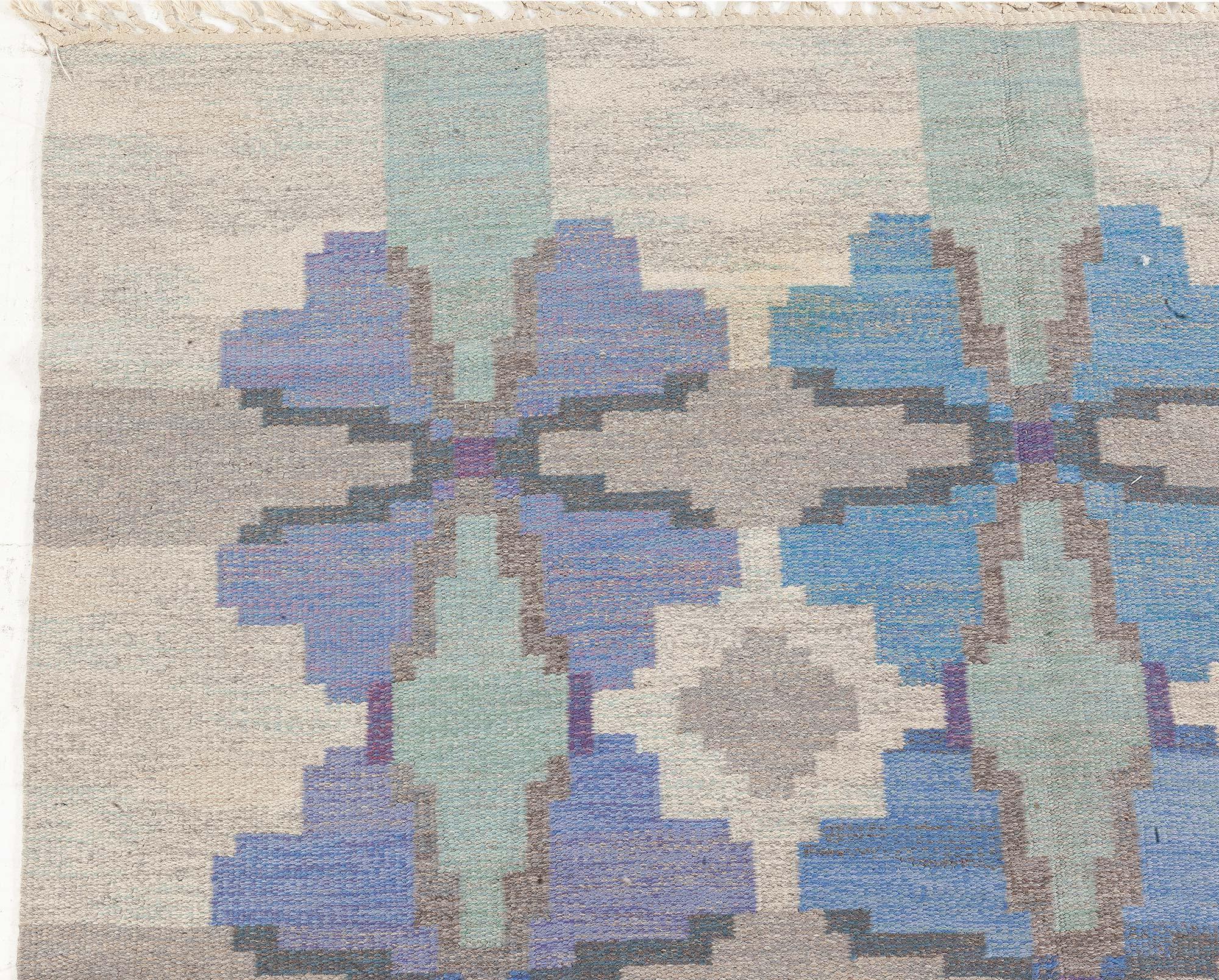 Vintage Swedish Flat Woven Rug by Judith Johansson For Sale 9