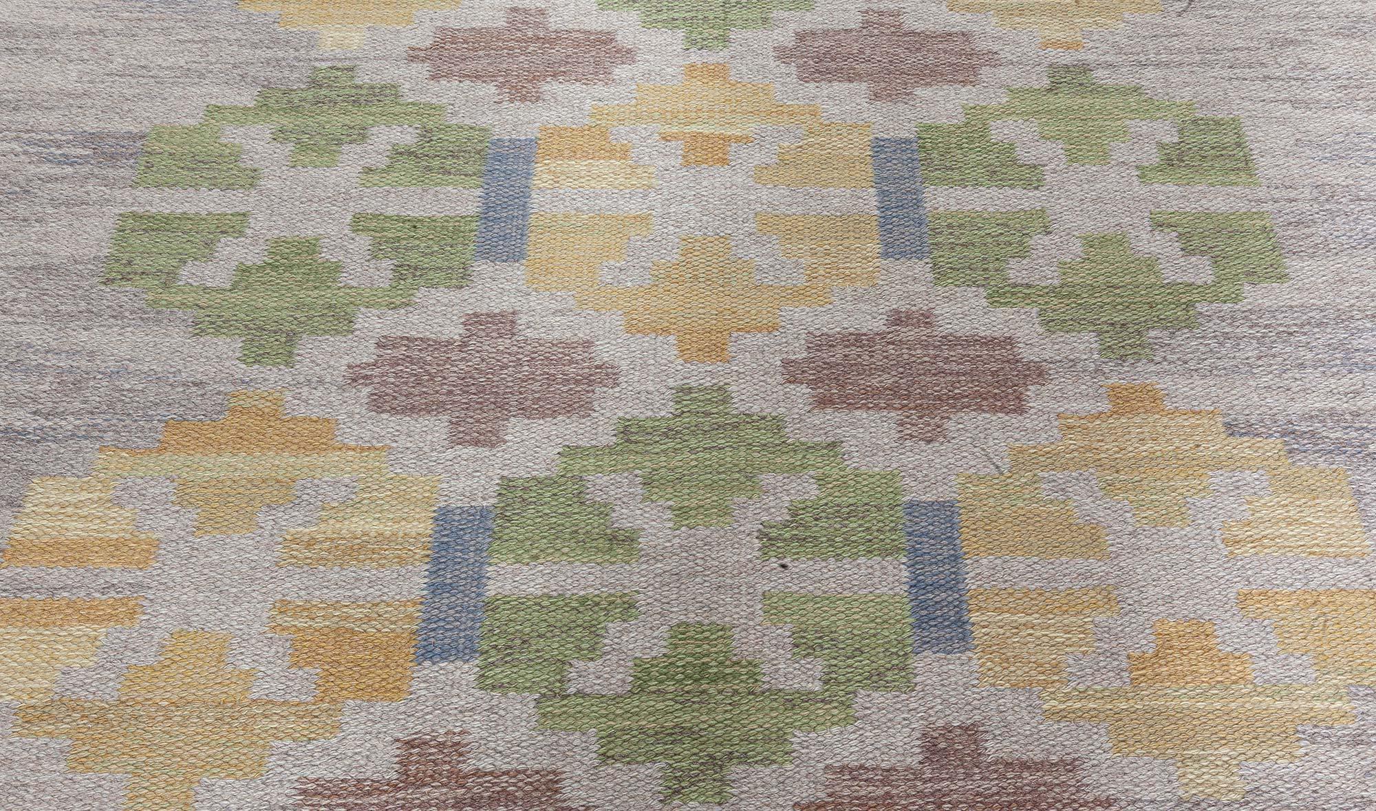 Hand-Woven Vintage Swedish Flat Woven Rug by Judith Johansson For Sale