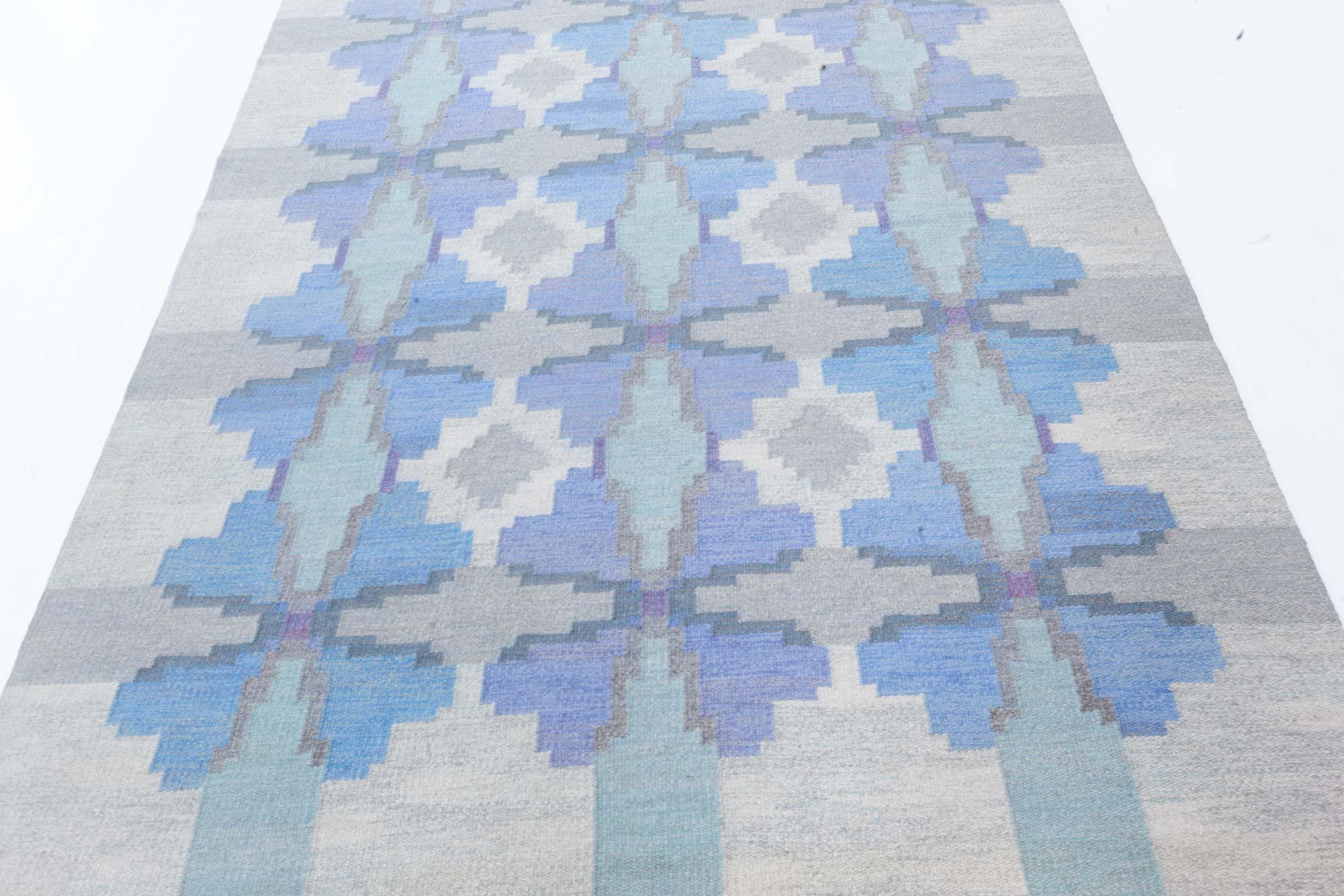 Vintage Swedish Flat Woven Rug by Judith Johansson In Good Condition For Sale In New York, NY