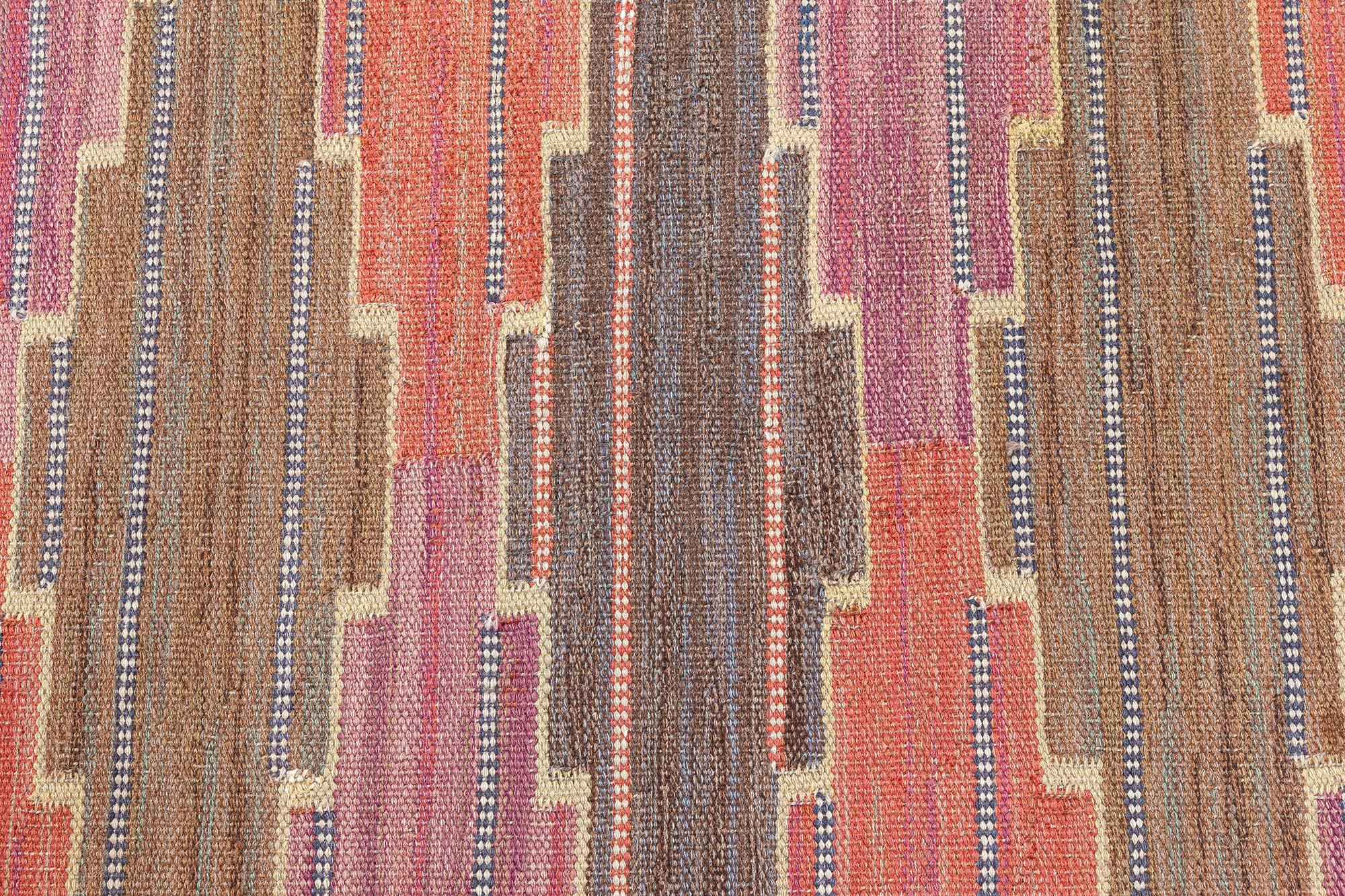 Vintage Swedish Flat Woven Rug by Marta Maas Fjetterstrom
Size: 6'10