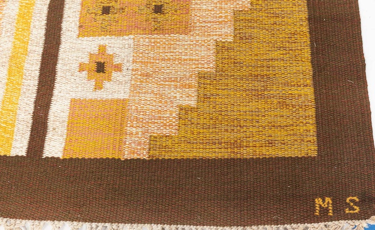 Hand-Woven Vintage Swedish Flat Woven Rug by Mary Sanberg 'MS' at Doris Leslie Blau For Sale