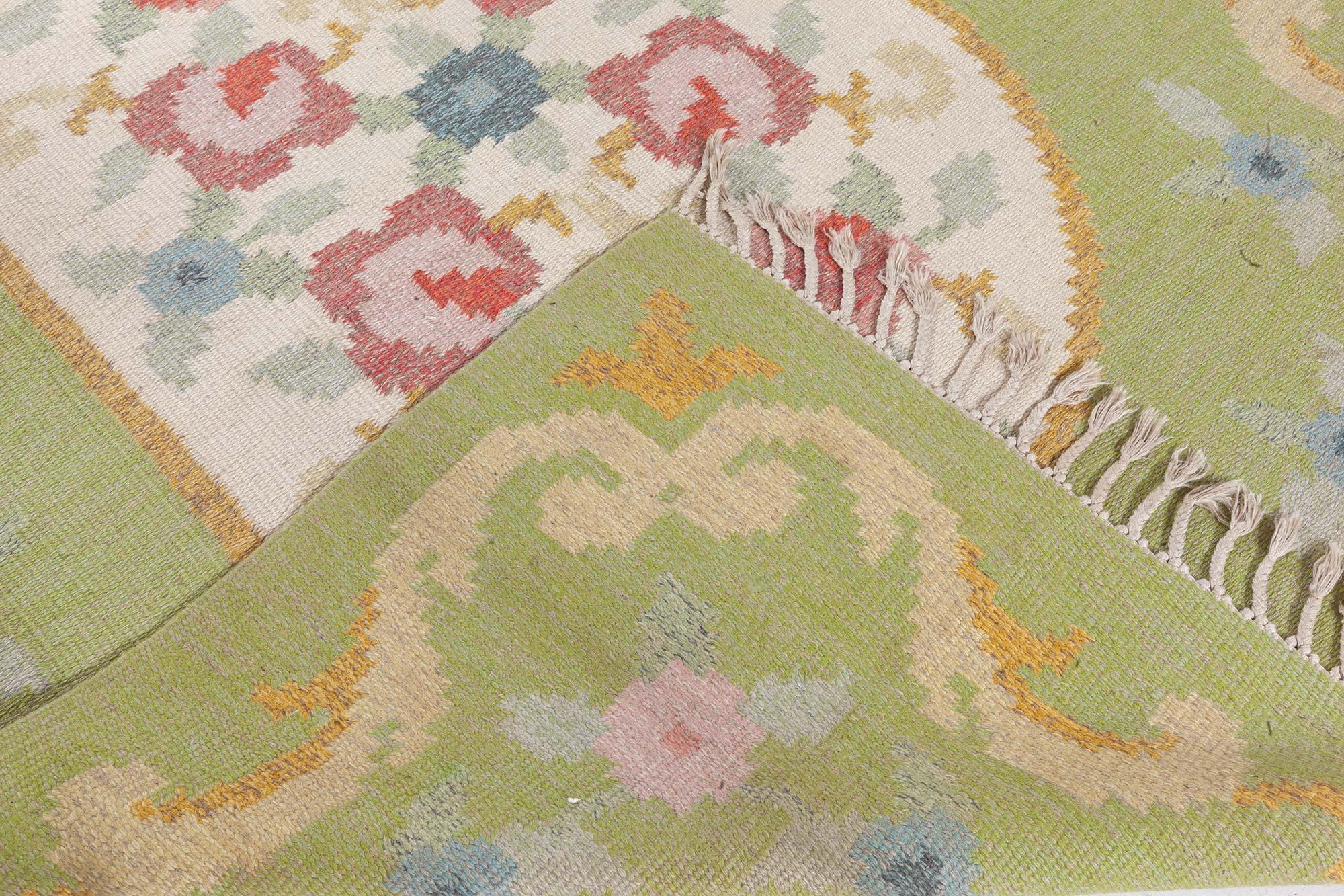 Schwedischer flacher gewebter Vintage-Teppich von Rakel Carlander im Angebot 2