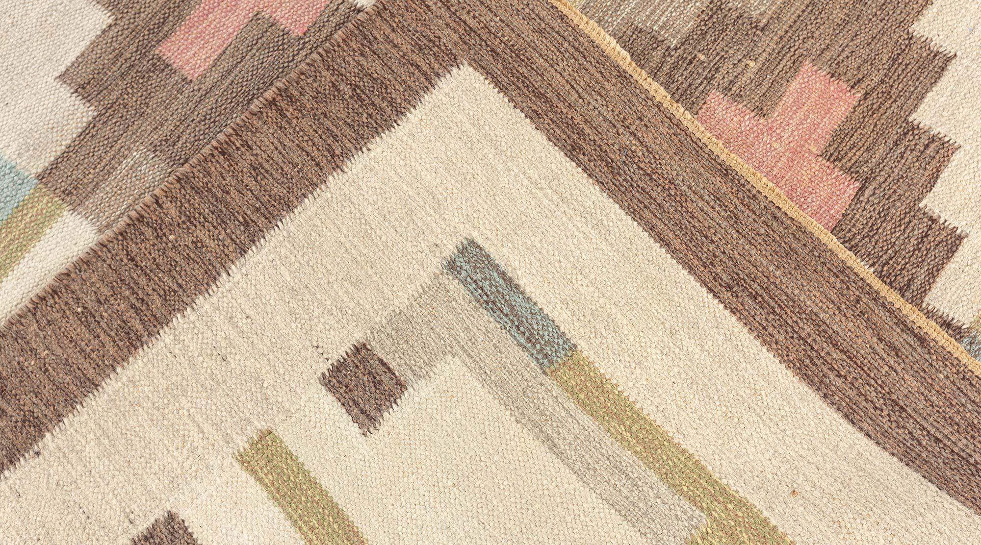 Schwedischer flacher gewebter Vintage-Teppich von Sverker Greuholm (Wolle) im Angebot