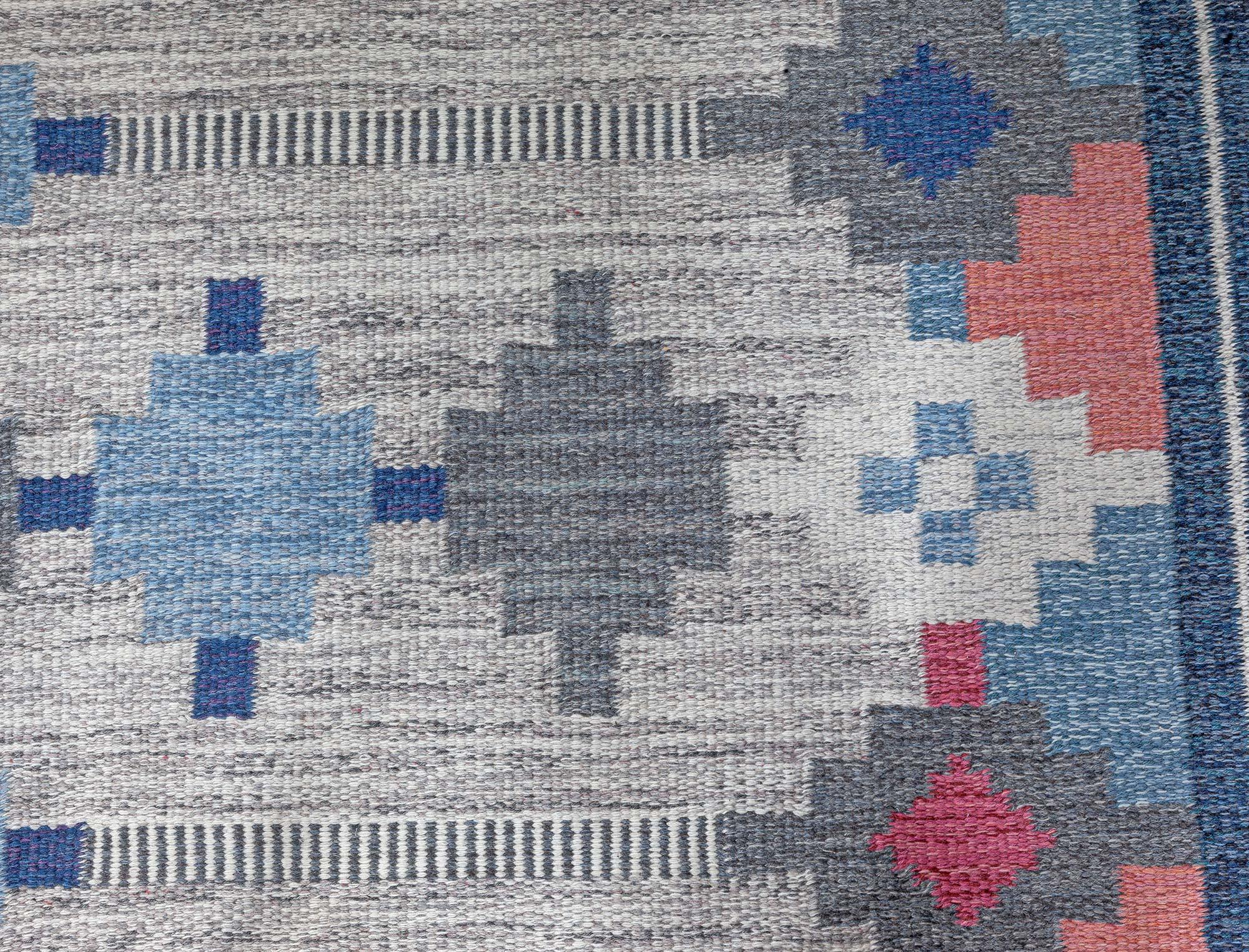 Vintage Swedish flat woven Wool rug by Ulla Parkdahl
Size: 6'5