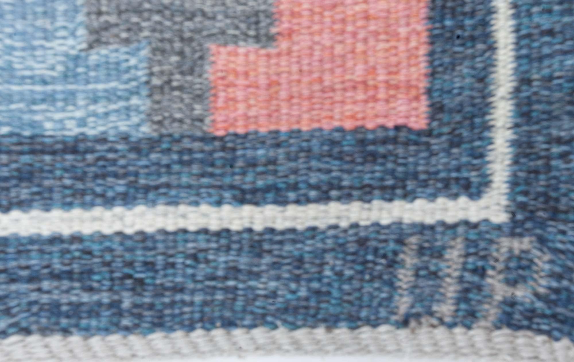 Hand-Woven Vintage Swedish Flat Woven Rug by Ulla Parkdahl For Sale
