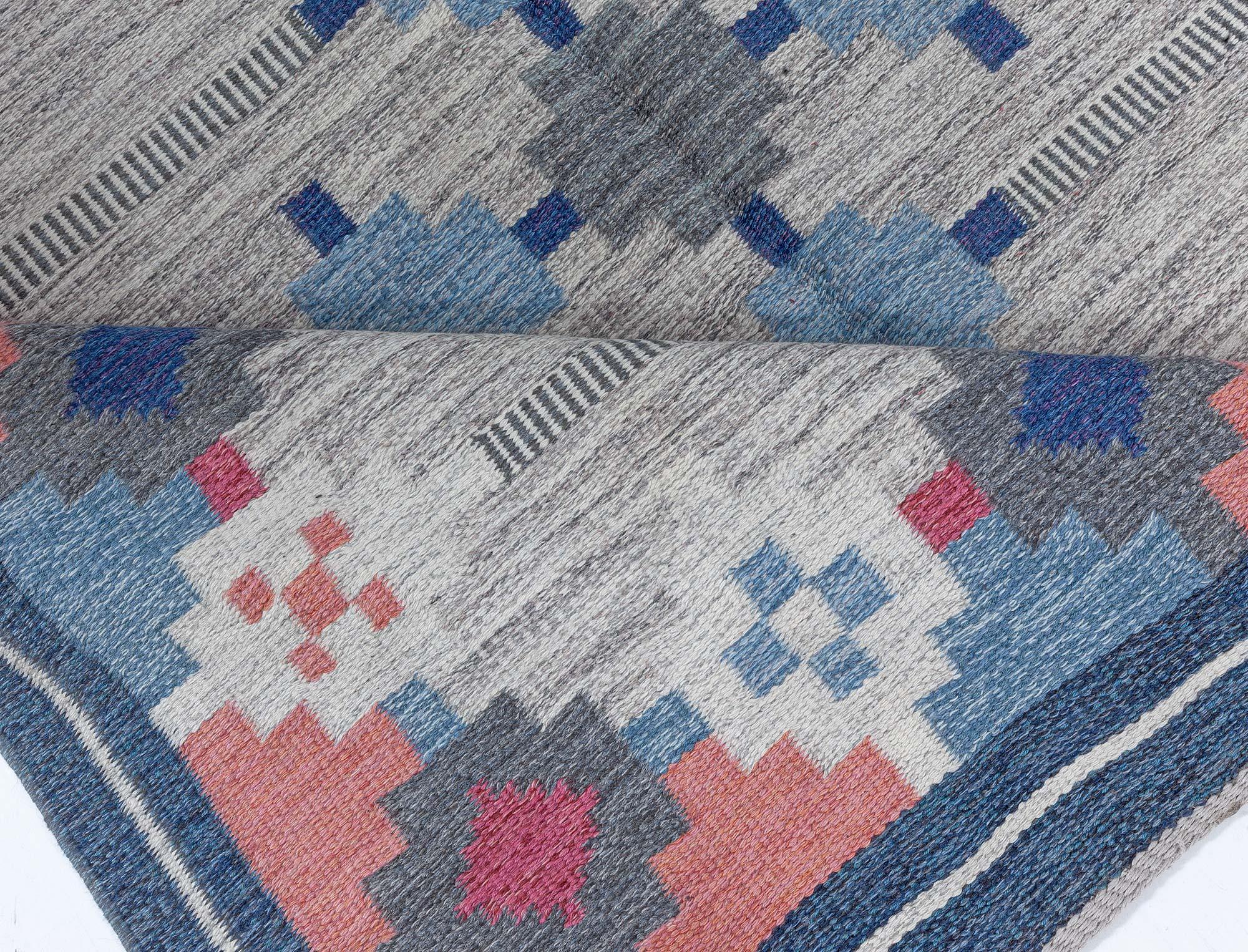 20th Century Vintage Swedish Flat Woven Rug by Ulla Parkdahl For Sale