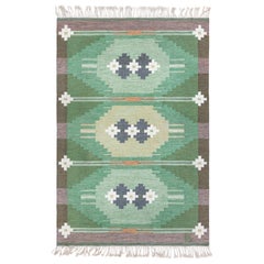 Schwedischer flacher gewebter Vintage-Teppich Doris Leslie Blau