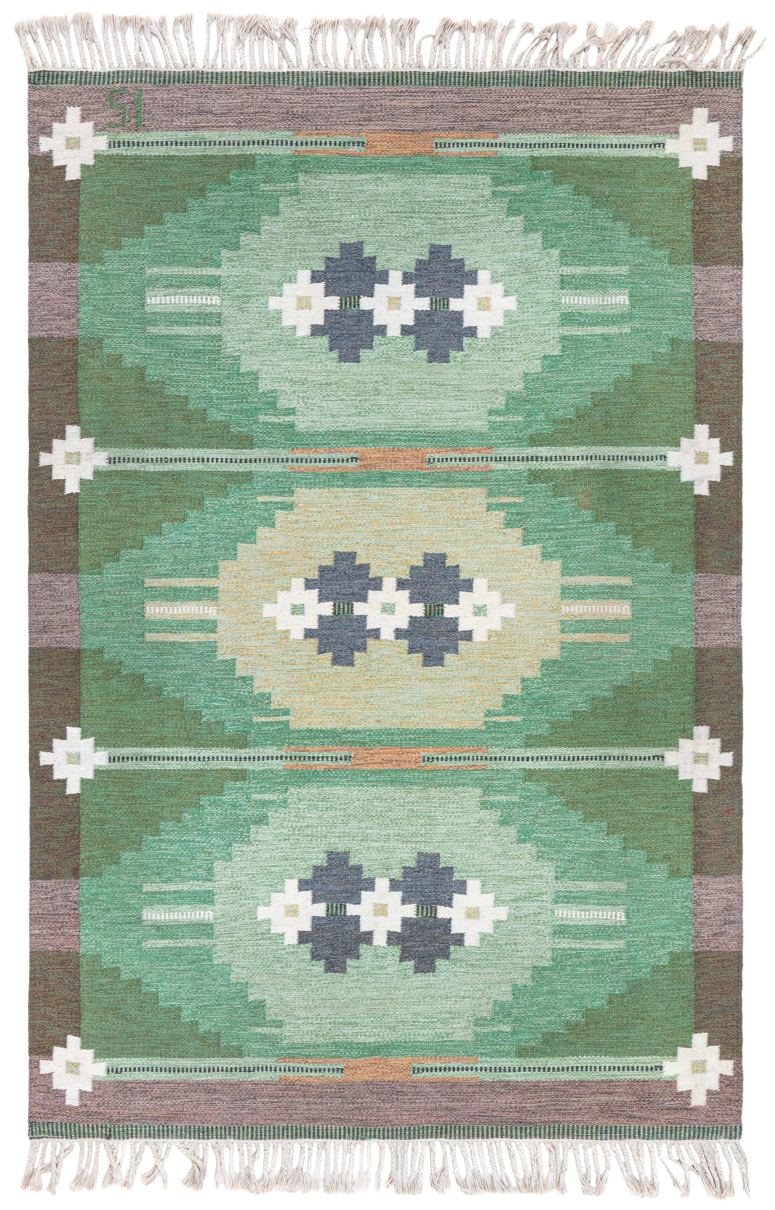 Vintage Swedish Flat Woven Rug Doris Leslie Blau For Sale