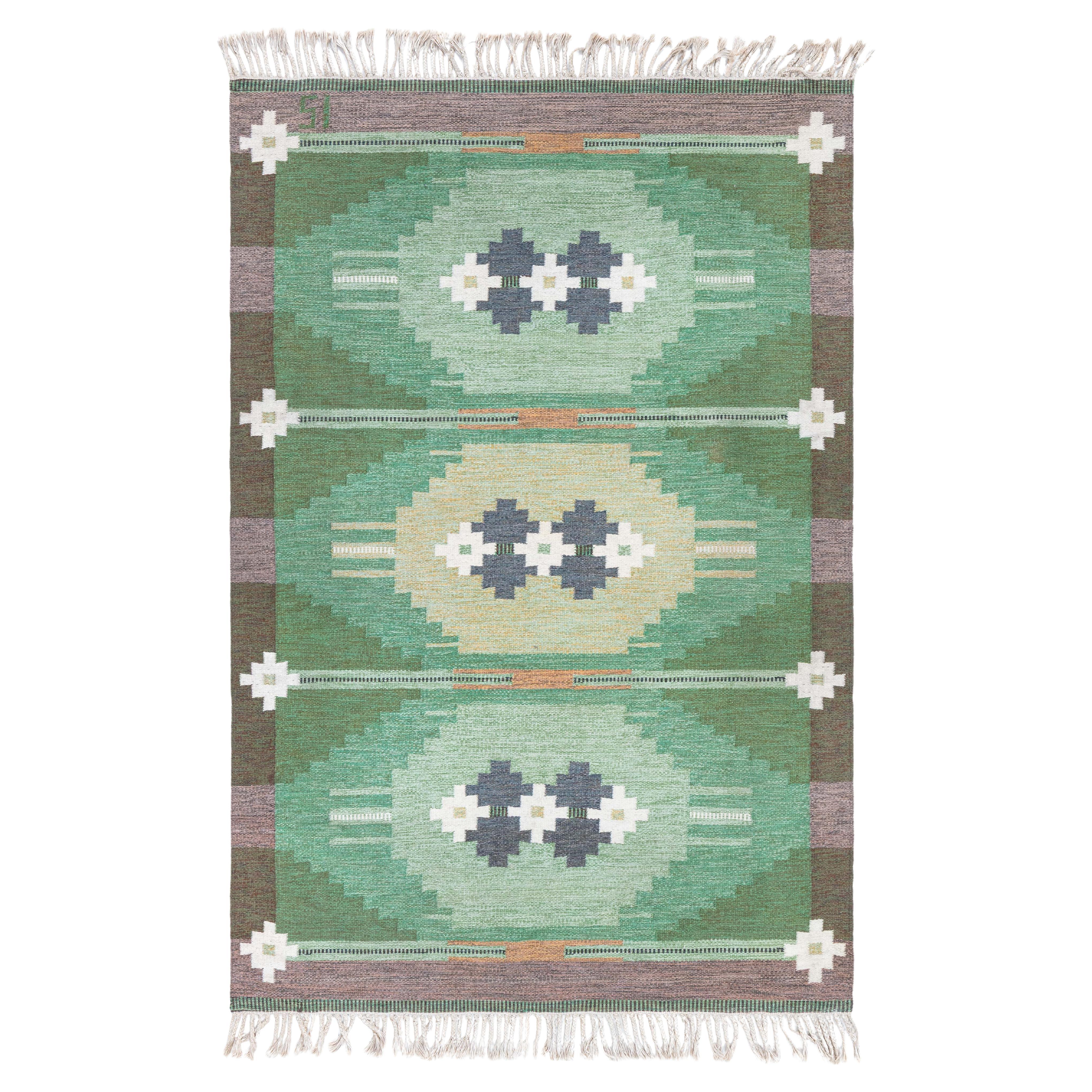 Vintage Swedish Flat Woven Rug Doris Leslie Blau