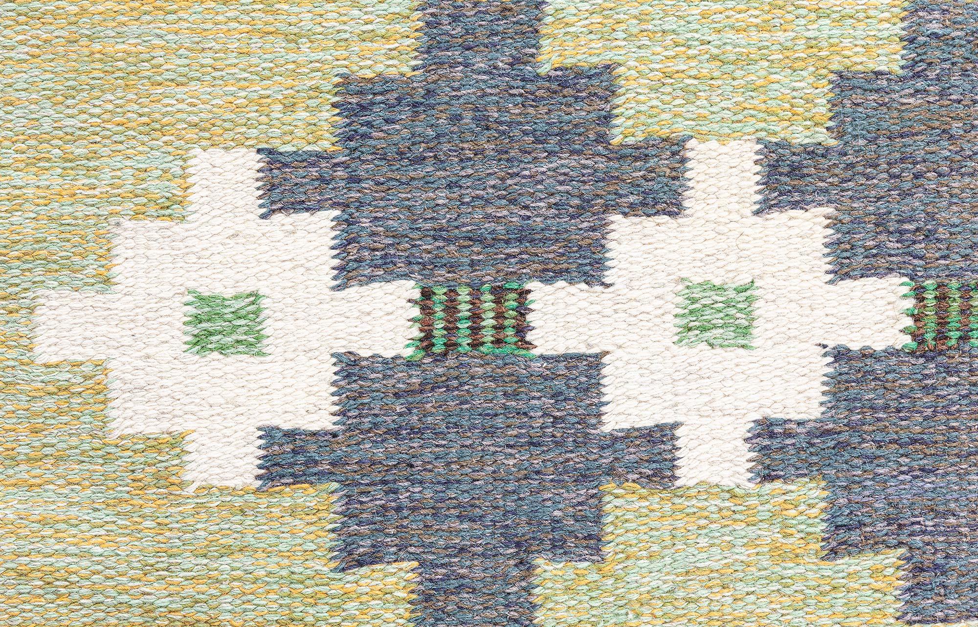 Scandinavo Tappeto svedese vintage a tessitura piatta Doris Leslie Blau in vendita