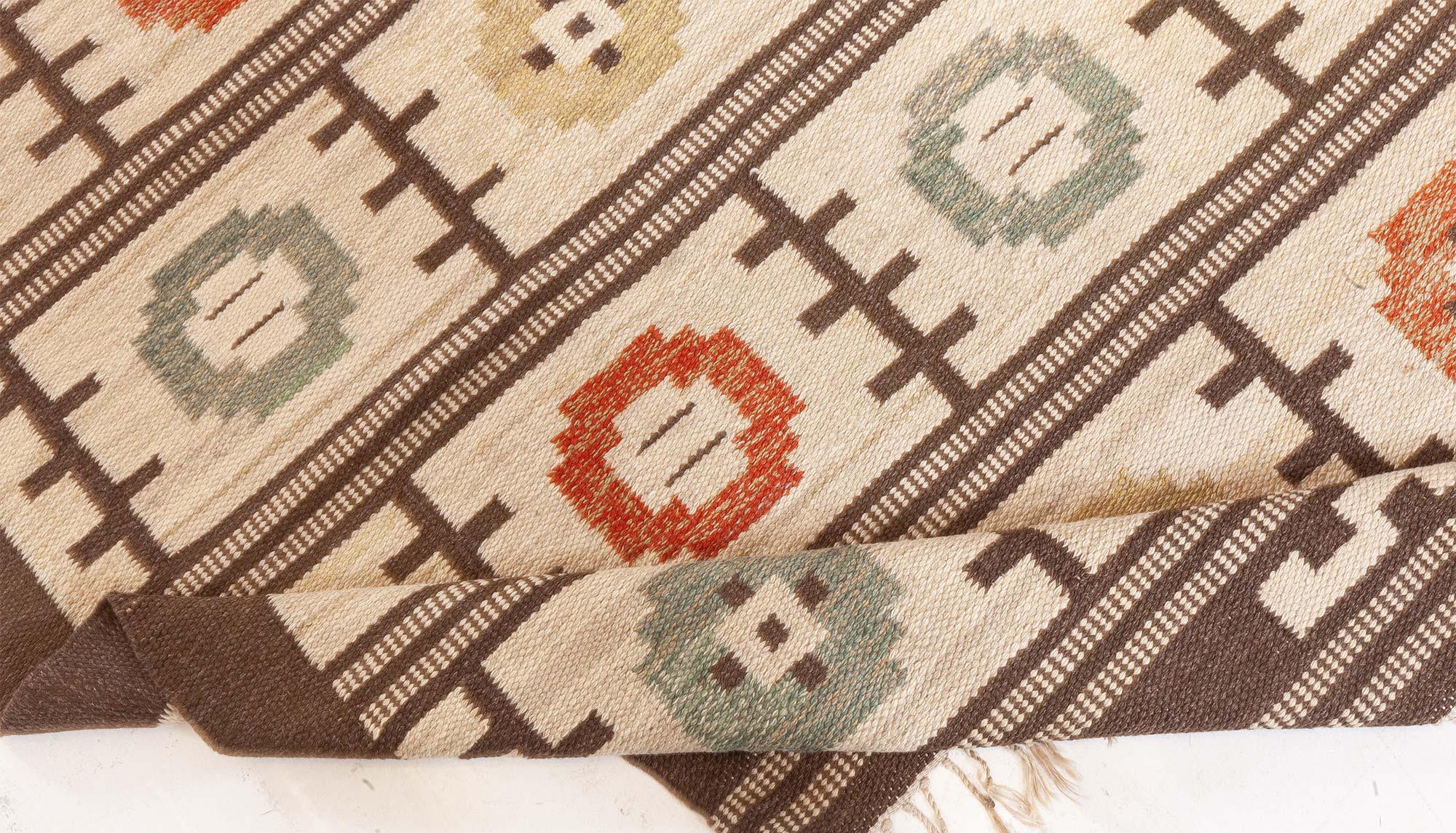 20th Century Vintage Swedish Flat Woven Rug For Sale