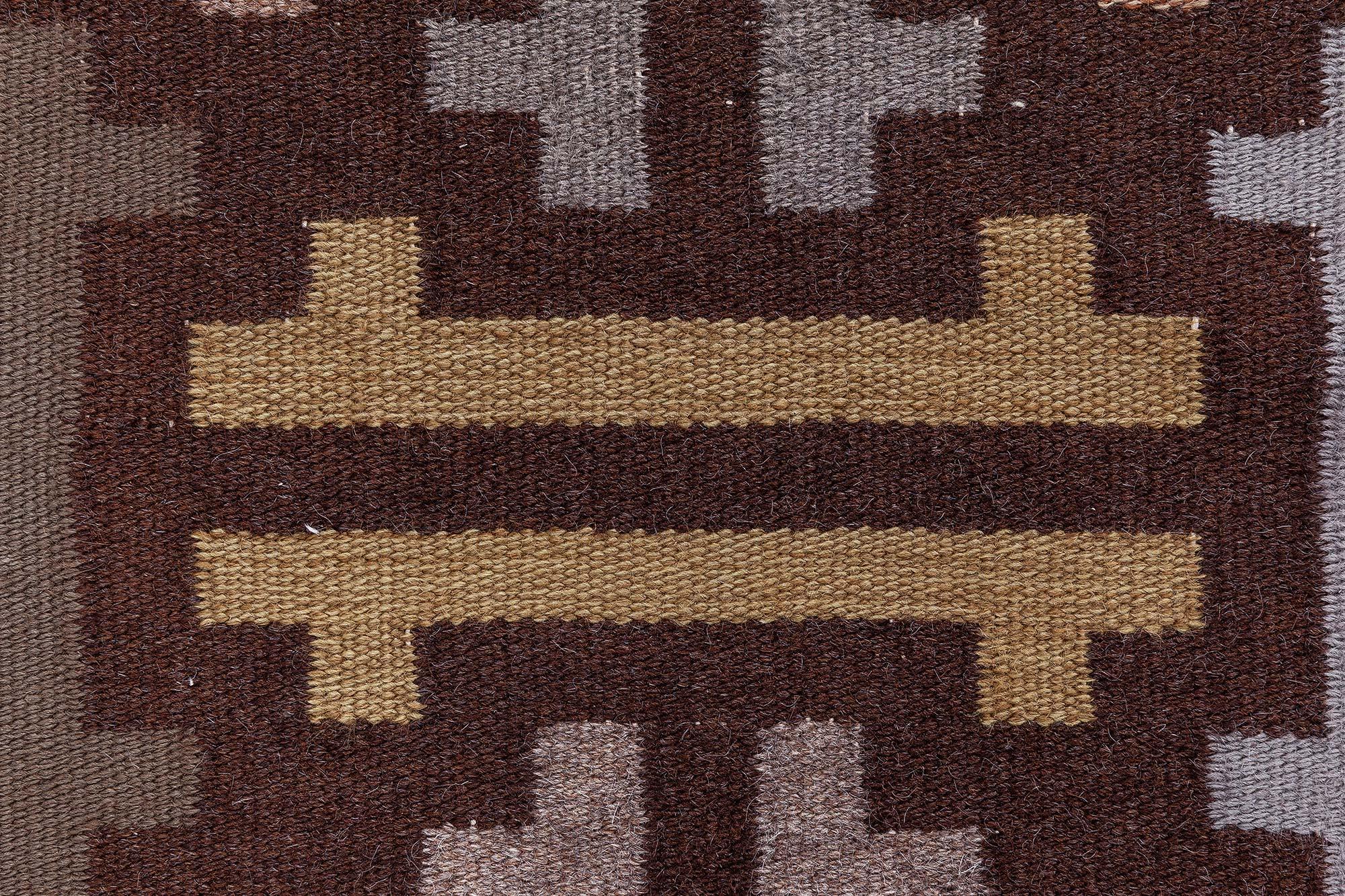 20th Century Vintage Swedish Flat Woven Runner Doris Leslie Blau For Sale
