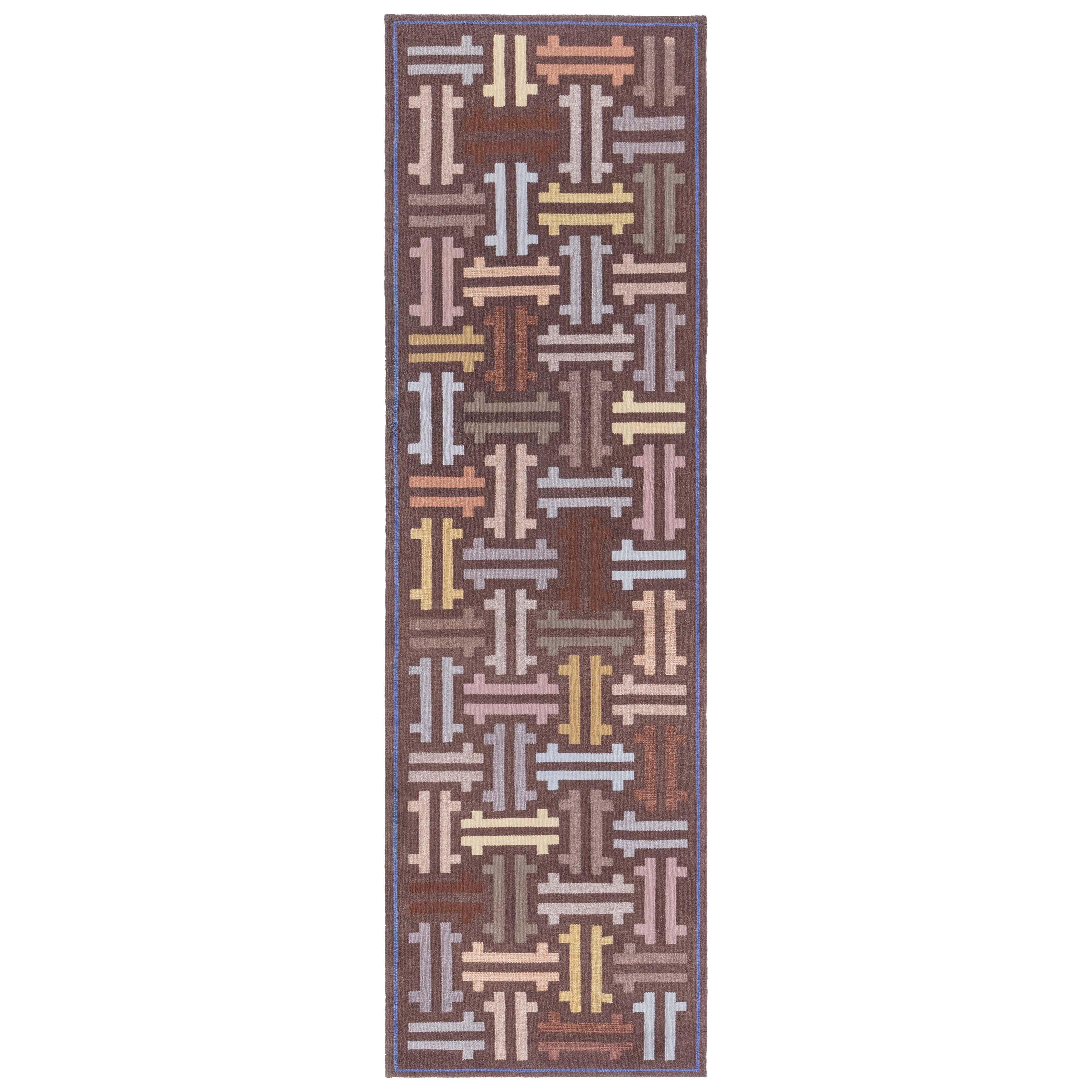 Tapis de couloir suédois tissé à plat Doris Leslie Blau en vente