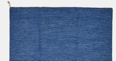 Vintage Swedish Flatware Azure Blue Rug, 1960's