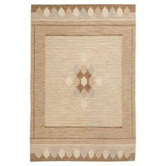 Vintage Swedish Flatweave Carpet By Ingegerd Silow Woven Signature To Edge "IS"