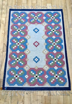 Vintage Swedish flatweave rollakan Lyckeby' for Vävaregården Eringsboda