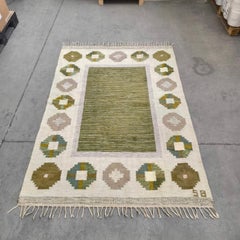 Vintage Swedish Flatweave Rug – by Birgitta Södergren, Signed “BS”, ca. 1950
