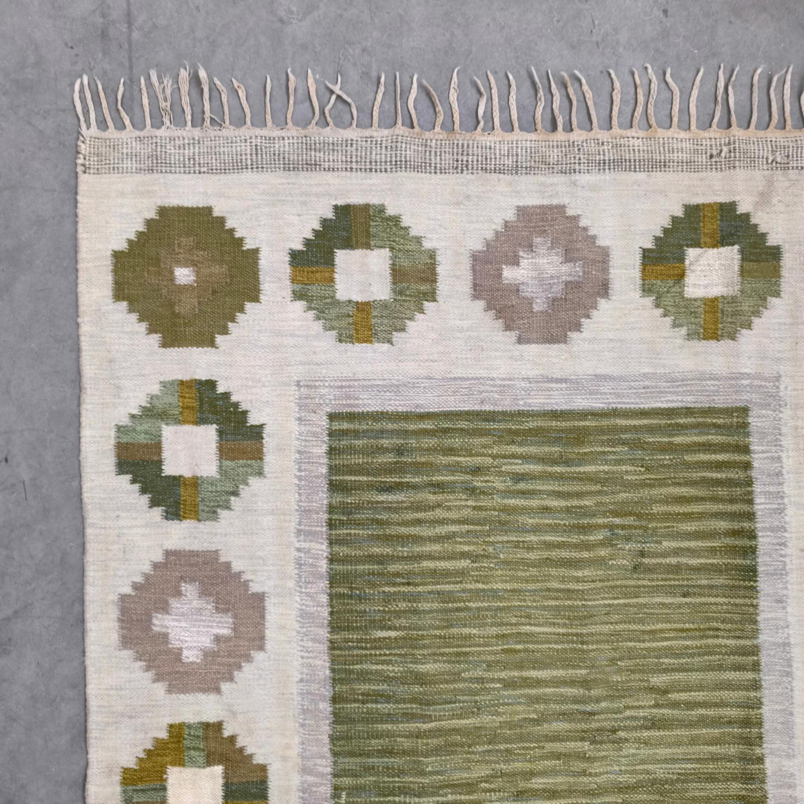 XX secolo Tappeto svedese vintage a trama piatta - di Birgitta Södergren, firmato 