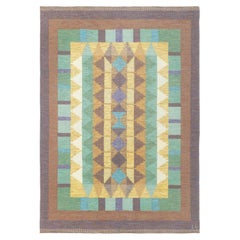 Vintage Swedish Flatweave Rug Signed Iv (Possibly Inga-Mi Varneus Rydgren)
