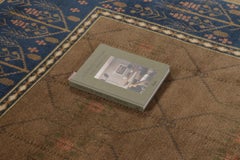 Vintage Swedish "Flossa" Rug, obacco Brown & Navy Botanical Border - Rug & Kilim